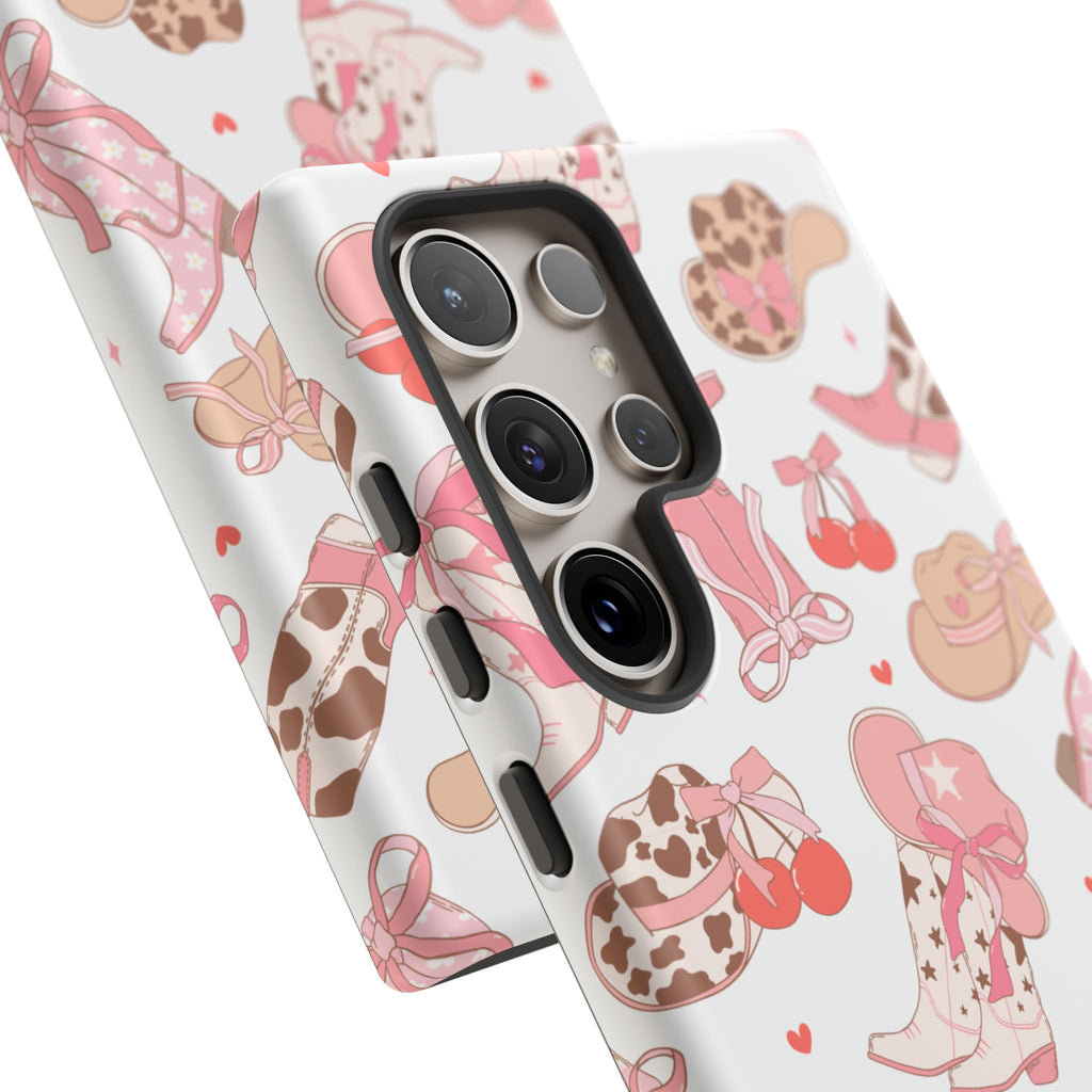 Cowgirl Boots Pink Phone Case — Cute Western Pattern Tough Phone Case