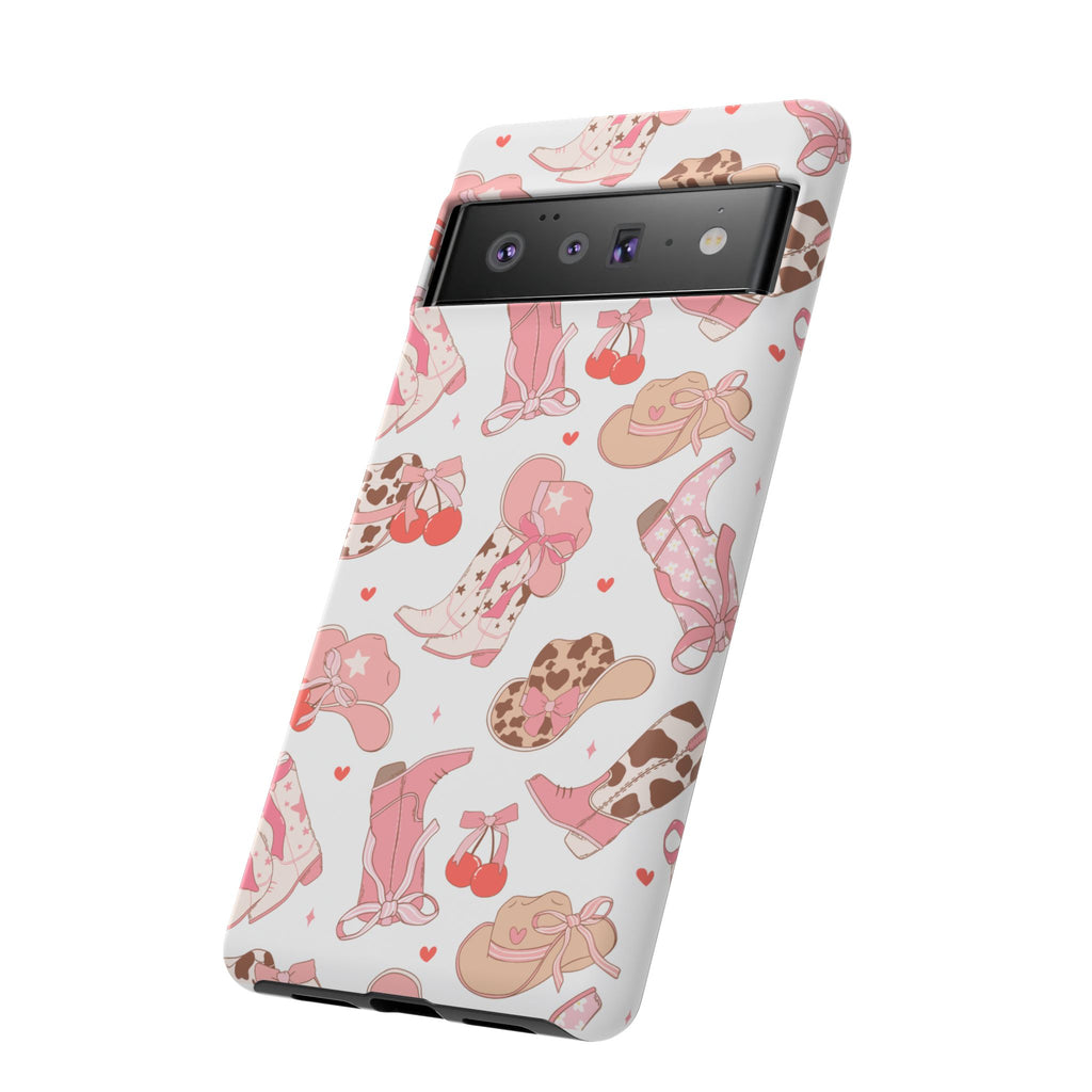 Cowgirl Boots Pink Phone Case — Cute Western Pattern Tough Phone Case