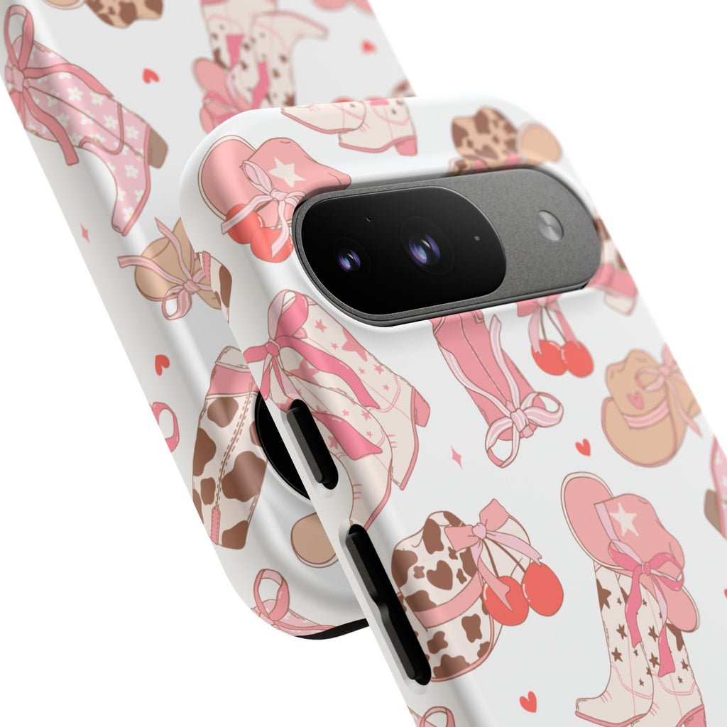 Cowgirl Boots Pink Phone Case — Cute Western Pattern Tough Phone Case