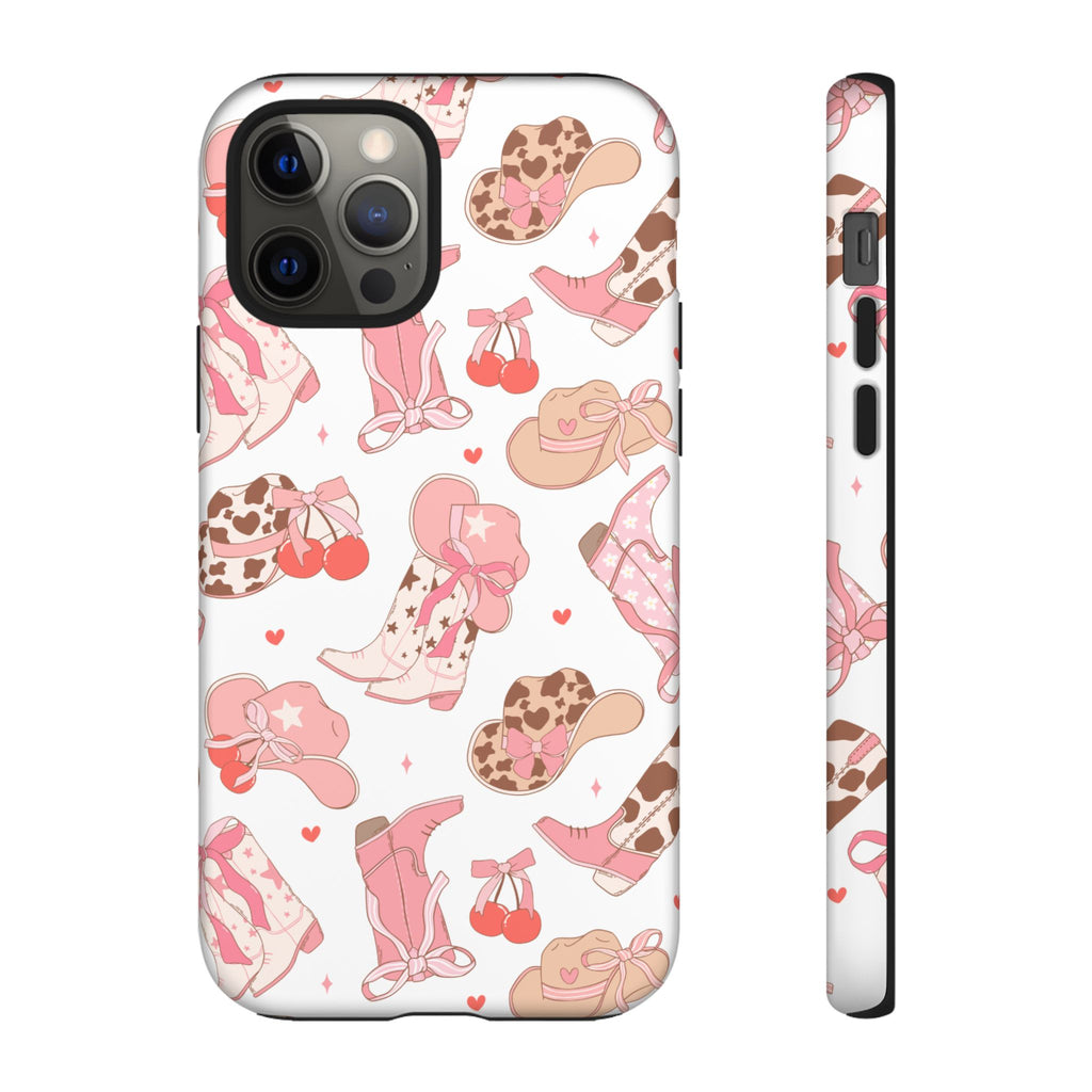 Cowgirl Boots Pink Phone Case — Cute Western Pattern Tough Phone Case