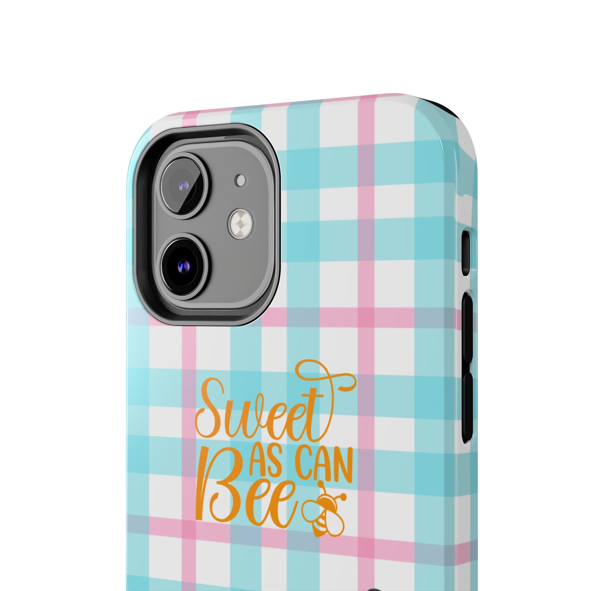 Sweet As Can Bee Tough Phone Case — Cute Bee & Daisy Plaid Protective Cover