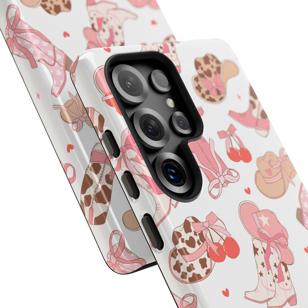 Cowgirl Boots Pink Phone Case — Cute Western Pattern Tough Phone Case