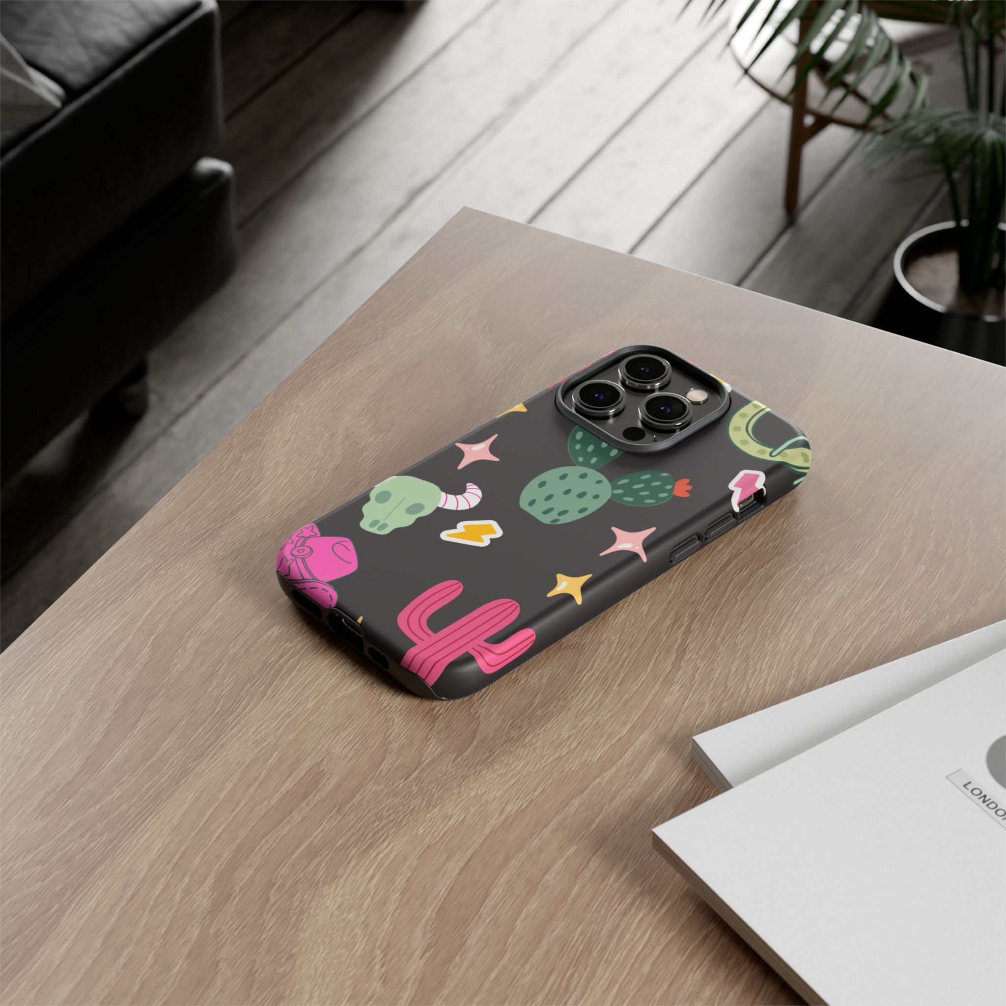 Southwest Desert Icons Tough Phone Case — Cactus, Cowboy & Skull Pattern