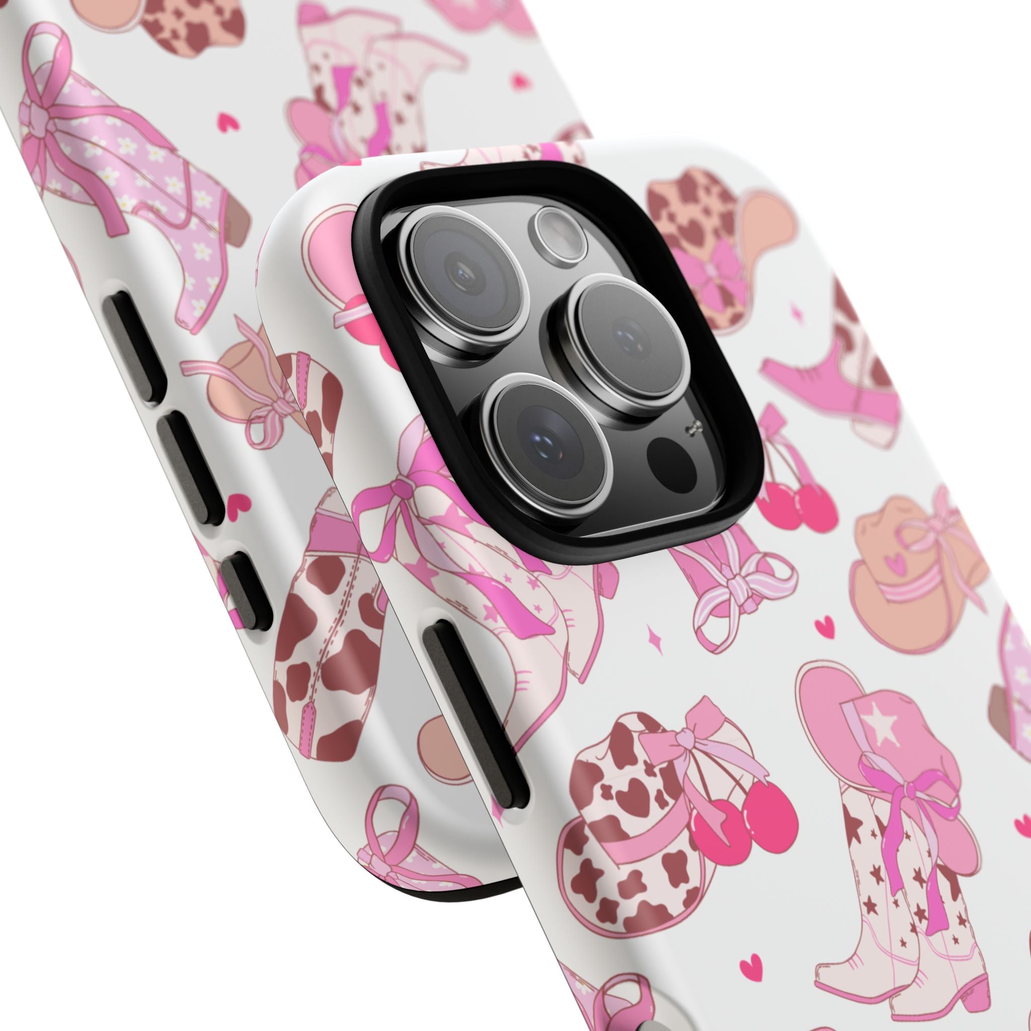 Pink Cowgirl Phone Case - Cute Western Boots & Hats Pattern Tough Case