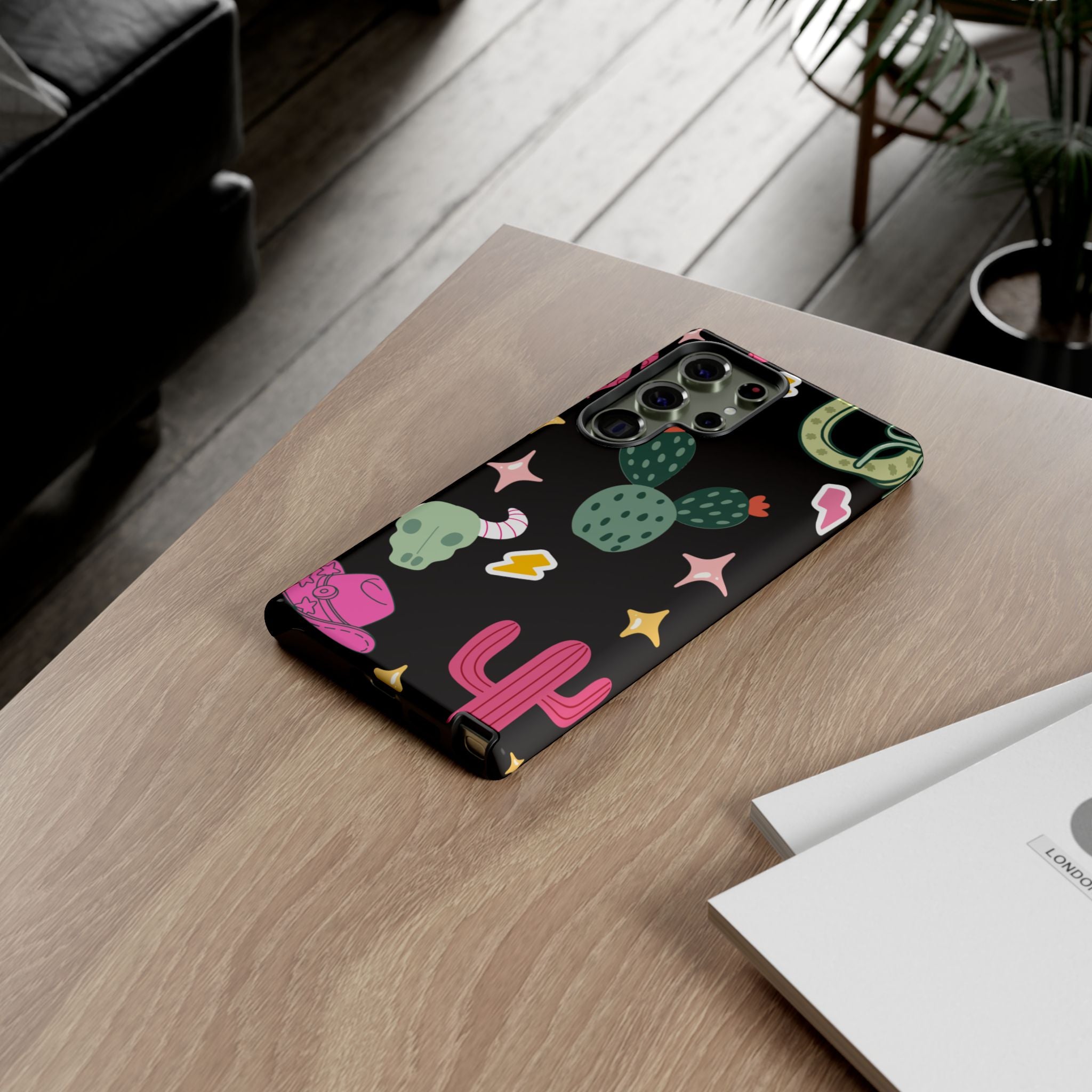Southwest Desert Icons Tough Phone Case — Cactus, Cowboy & Skull Pattern