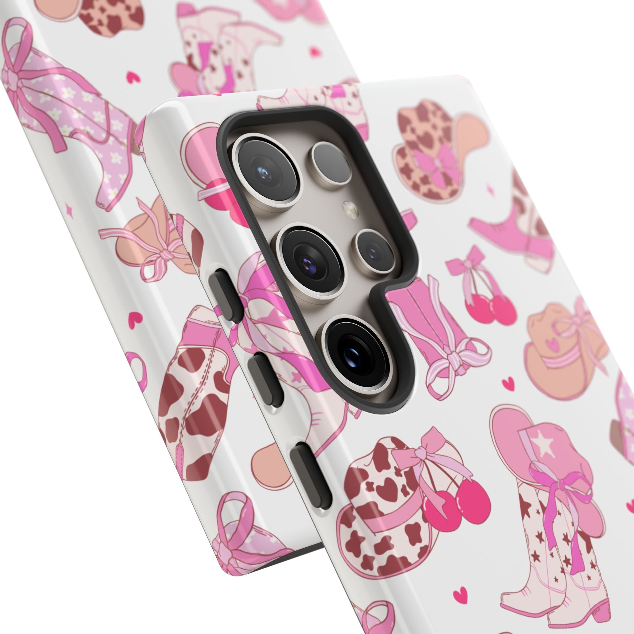 Pink Cowgirl Phone Case - Cute Western Boots & Hats Pattern Tough Case