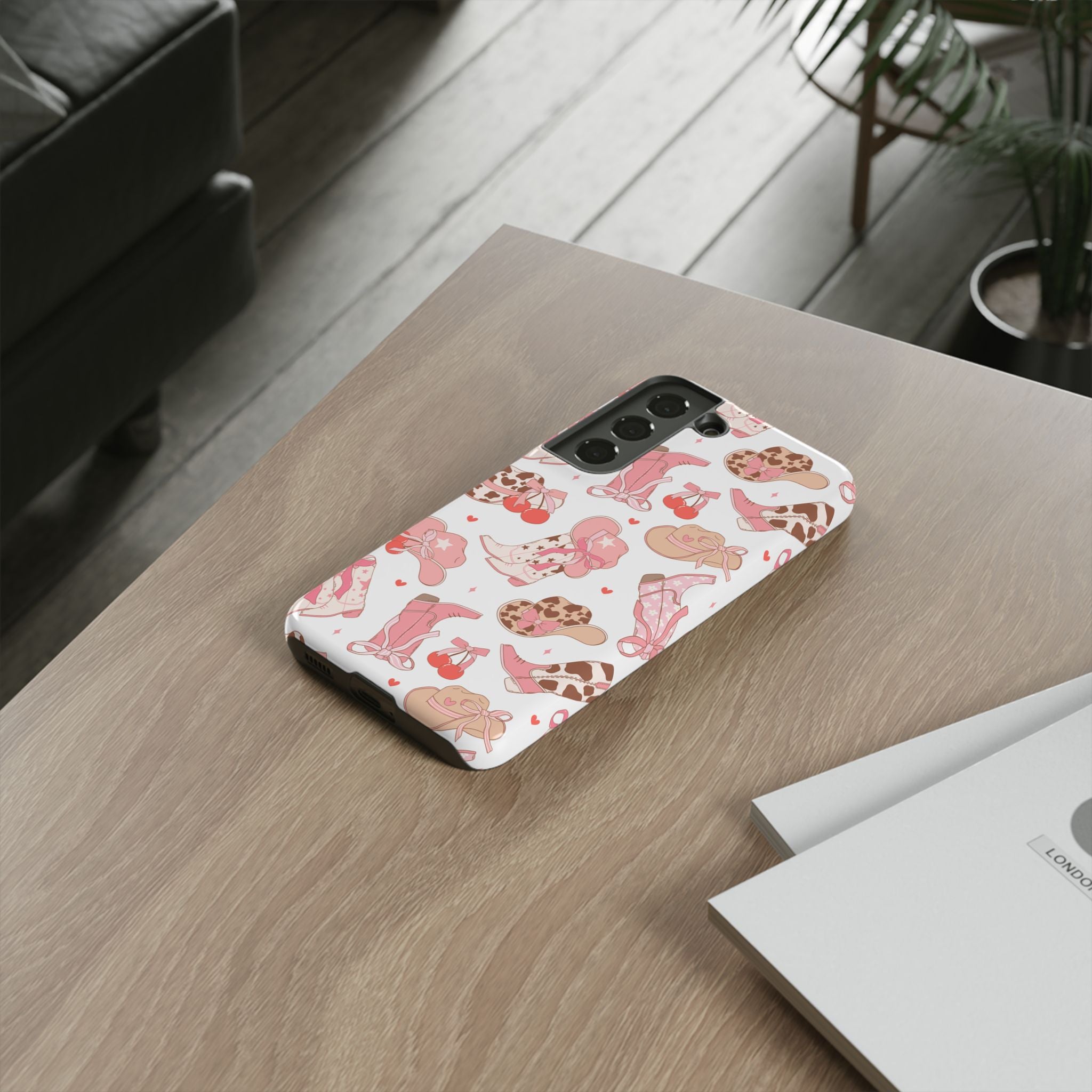 Cowgirl Boots Pink Phone Case — Cute Western Pattern Tough Phone Case