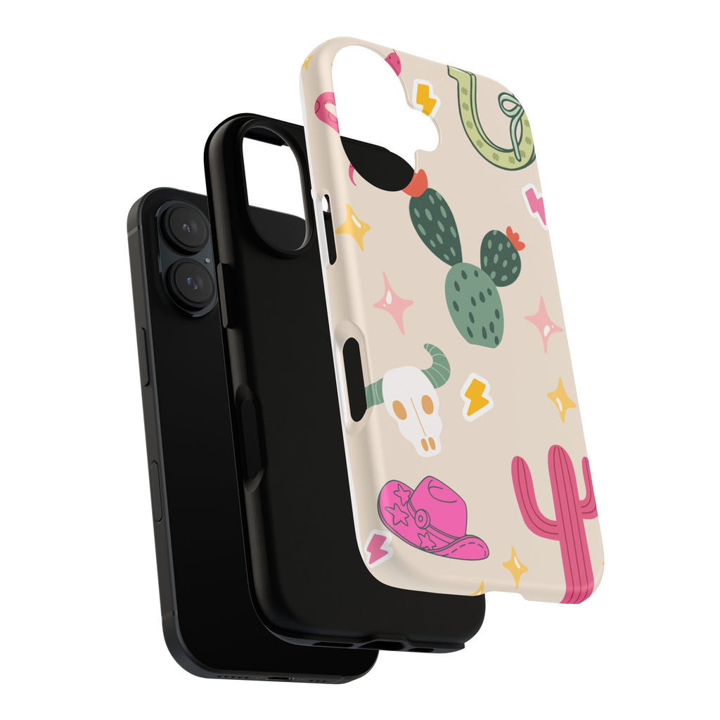 Cactus Cowgirl Phone Case — Cute Western Desert Pattern Tough Case