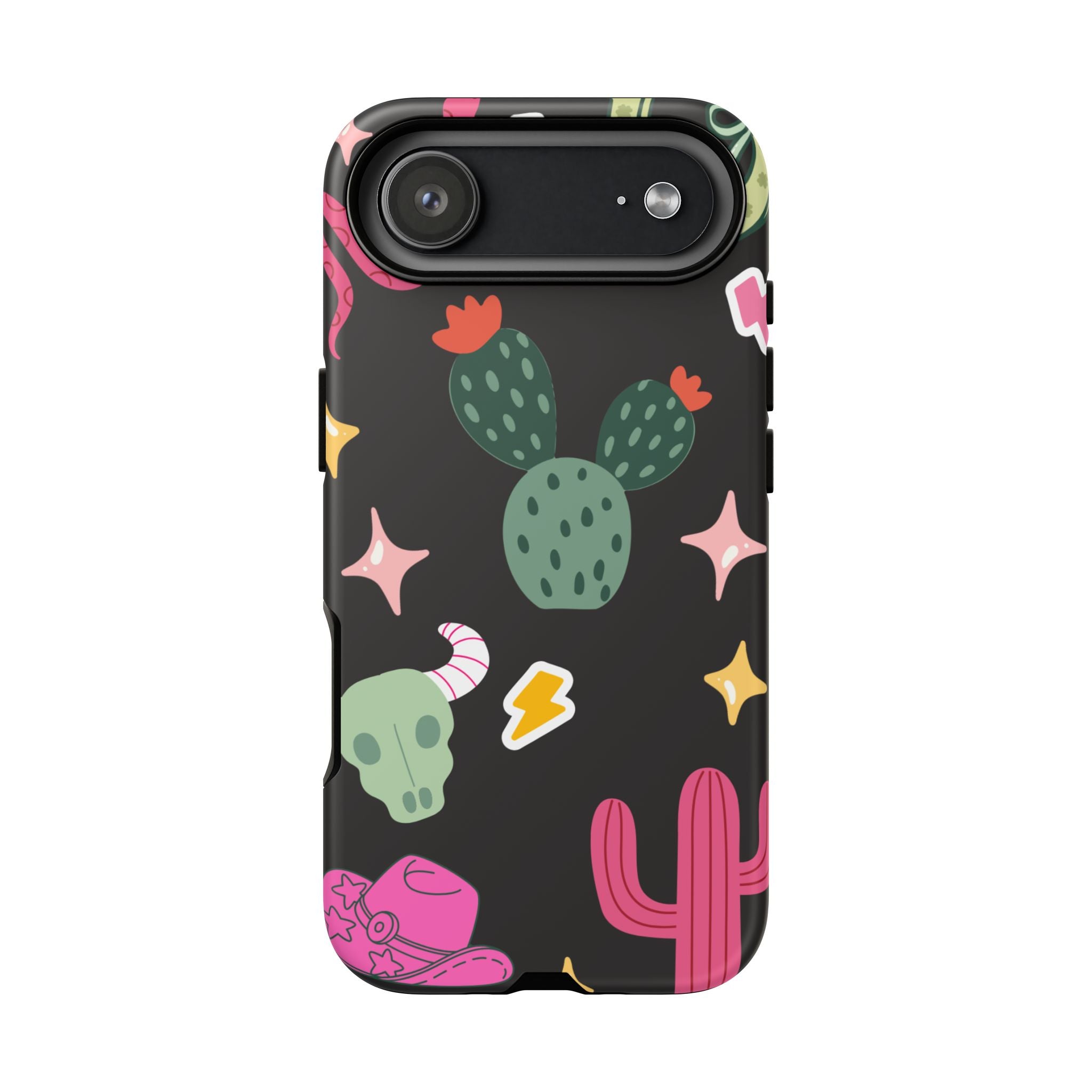 Southwest Desert Icons Tough Phone Case — Cactus, Cowboy & Skull Pattern