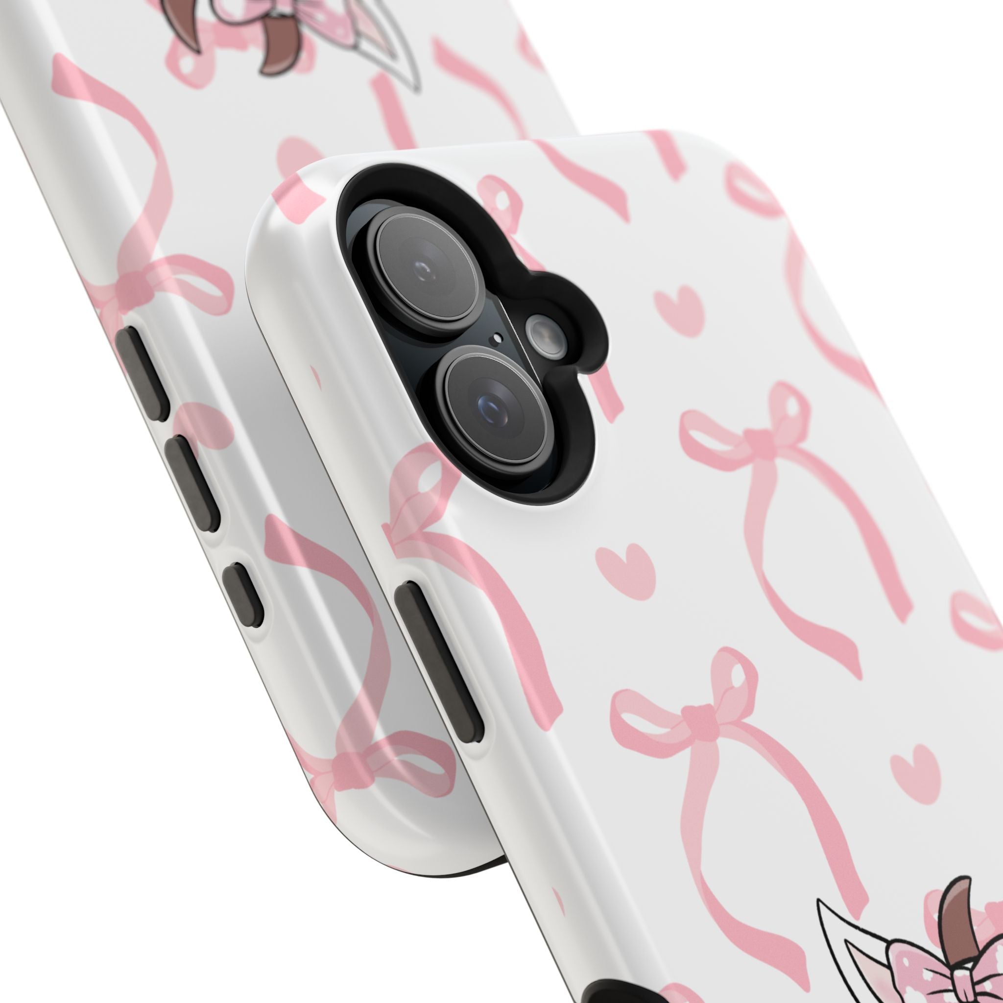 Cute Cow Phone Case — Pink Bows Magnetic Impact-Resistant Case