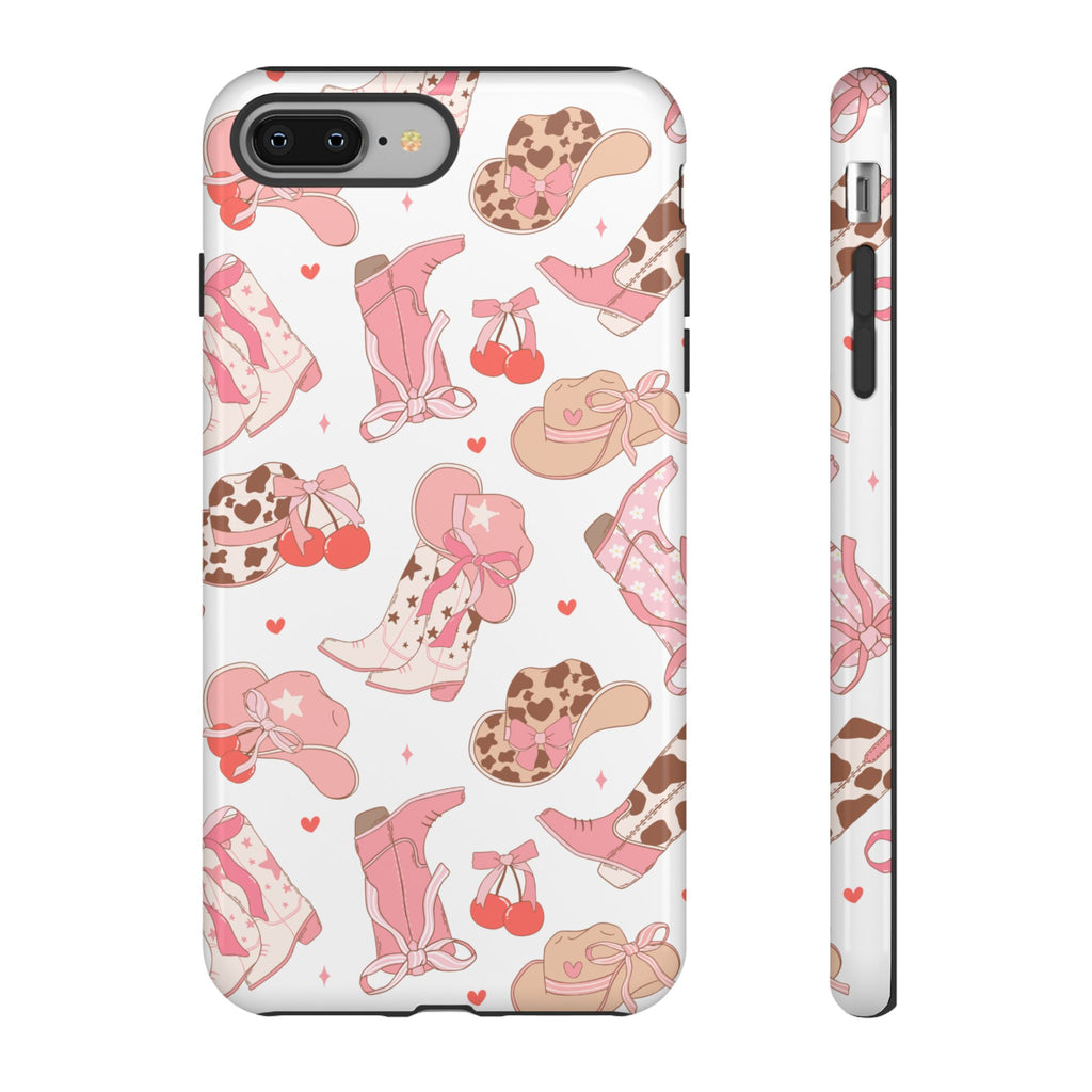 Cowgirl Boots Pink Phone Case — Cute Western Pattern Tough Phone Case
