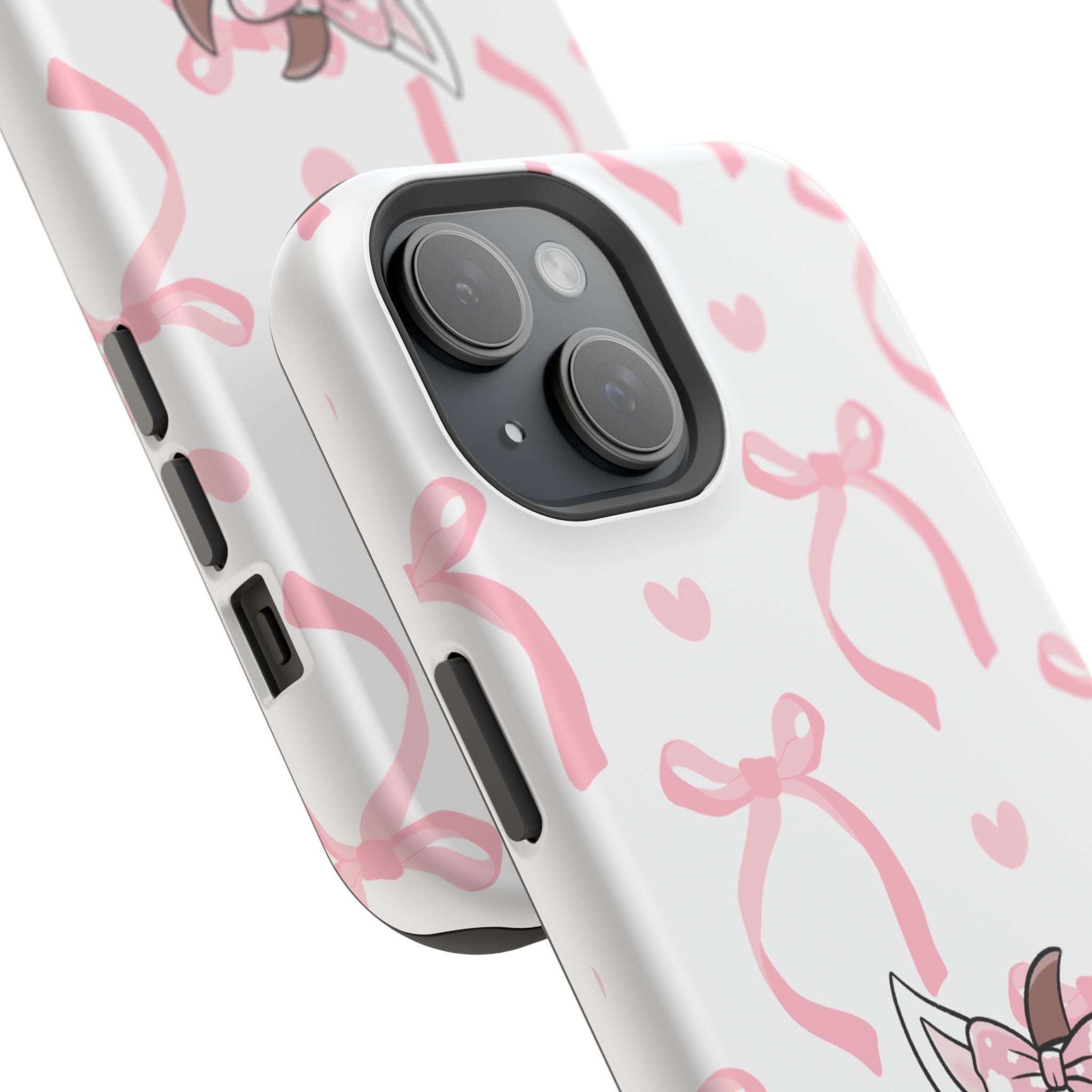 Cute Cow Phone Case — Pink Bows Magnetic Impact-Resistant Case