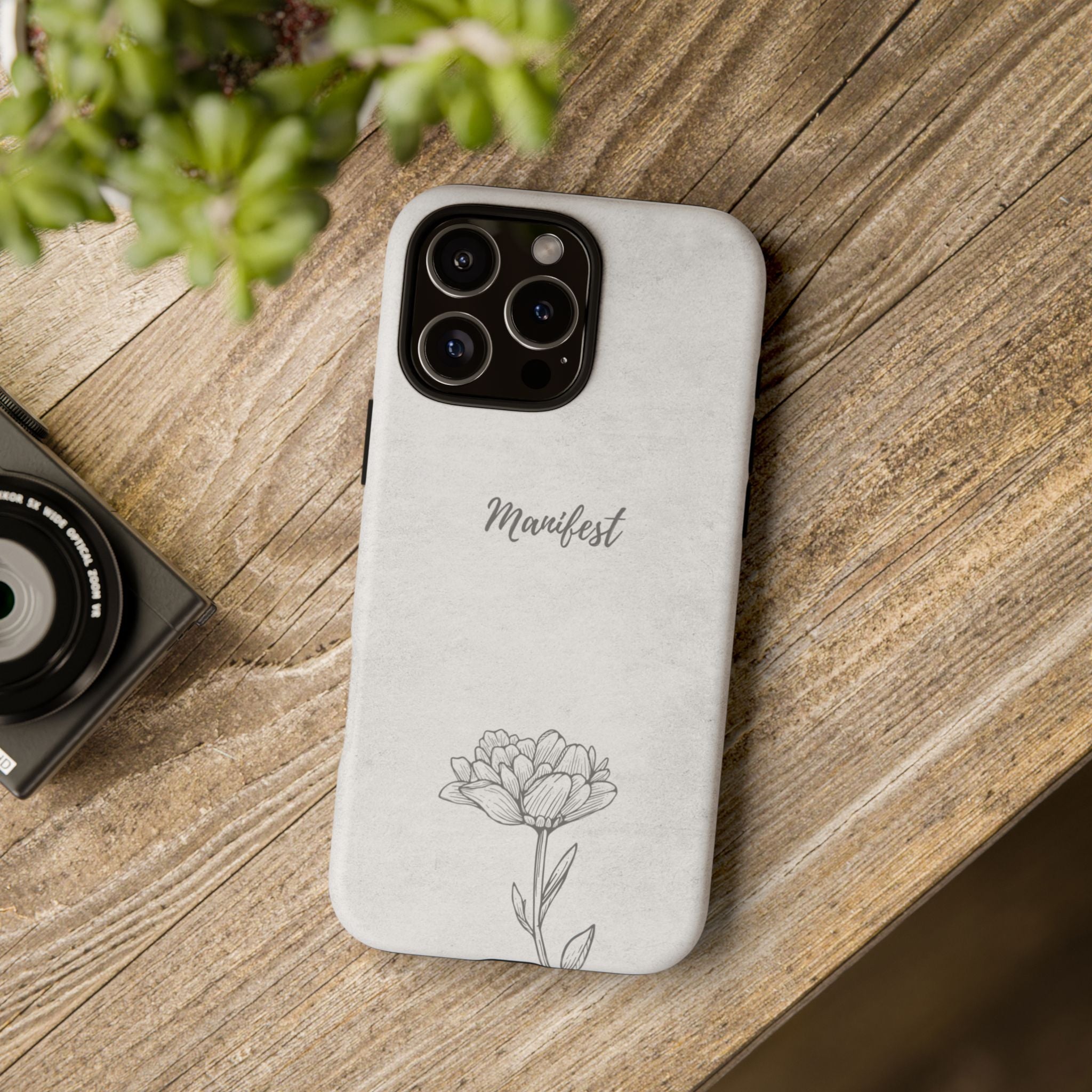 Manifest Flower Phone Case — Minimalist Protective iPhone Cover