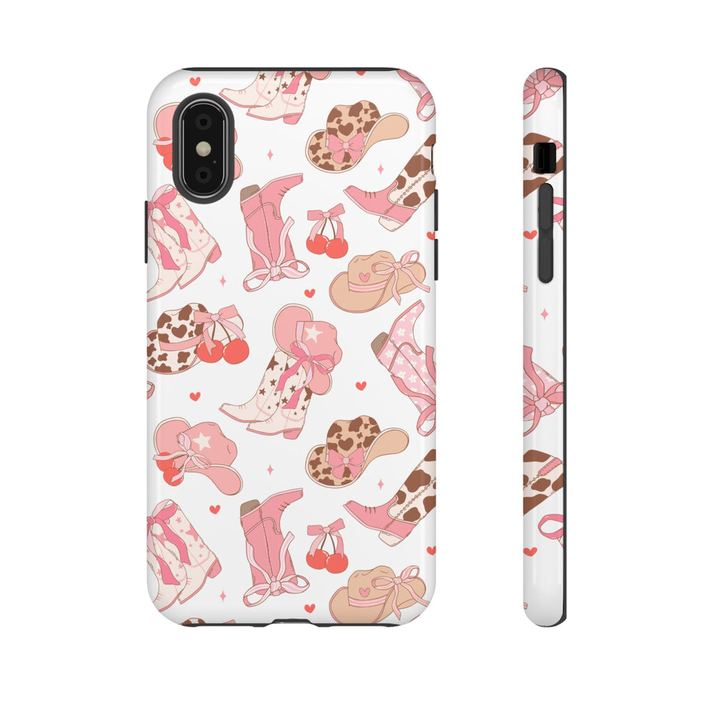 Cowgirl Boots Pink Phone Case — Cute Western Pattern Tough Phone Case