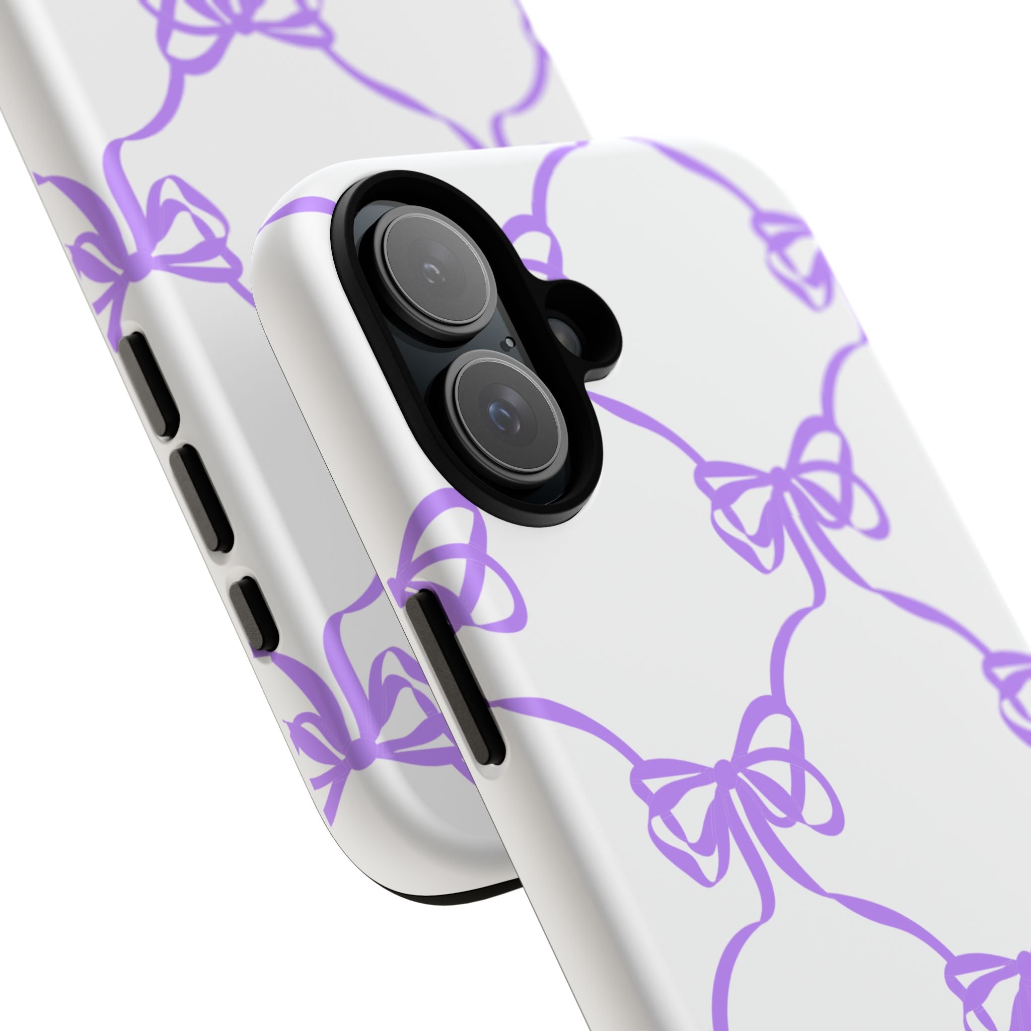 Lavender Bow Pattern Tough Phone Case - Striped Cute iPhone Cover