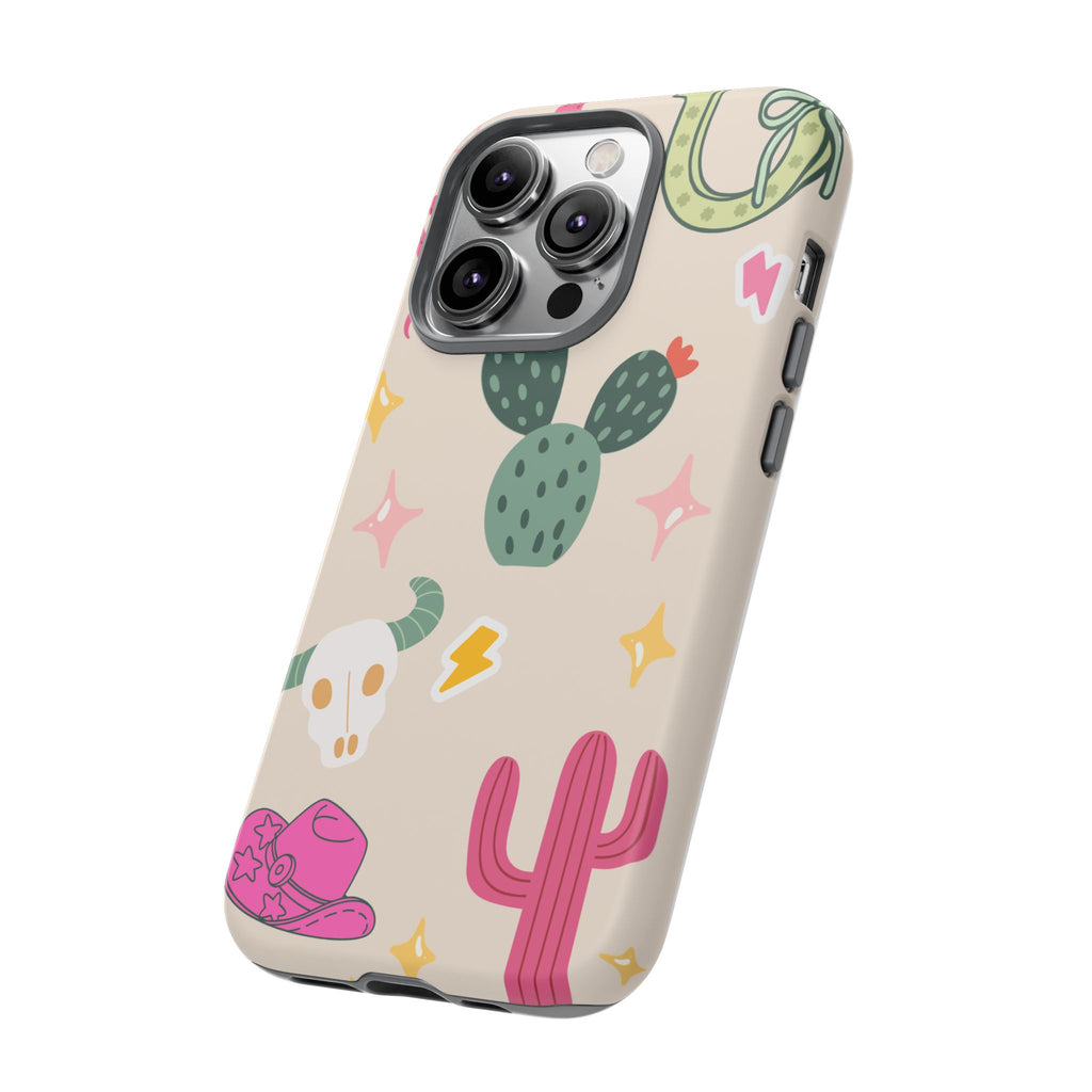 Cactus Cowgirl Phone Case — Cute Western Desert Pattern Tough Case