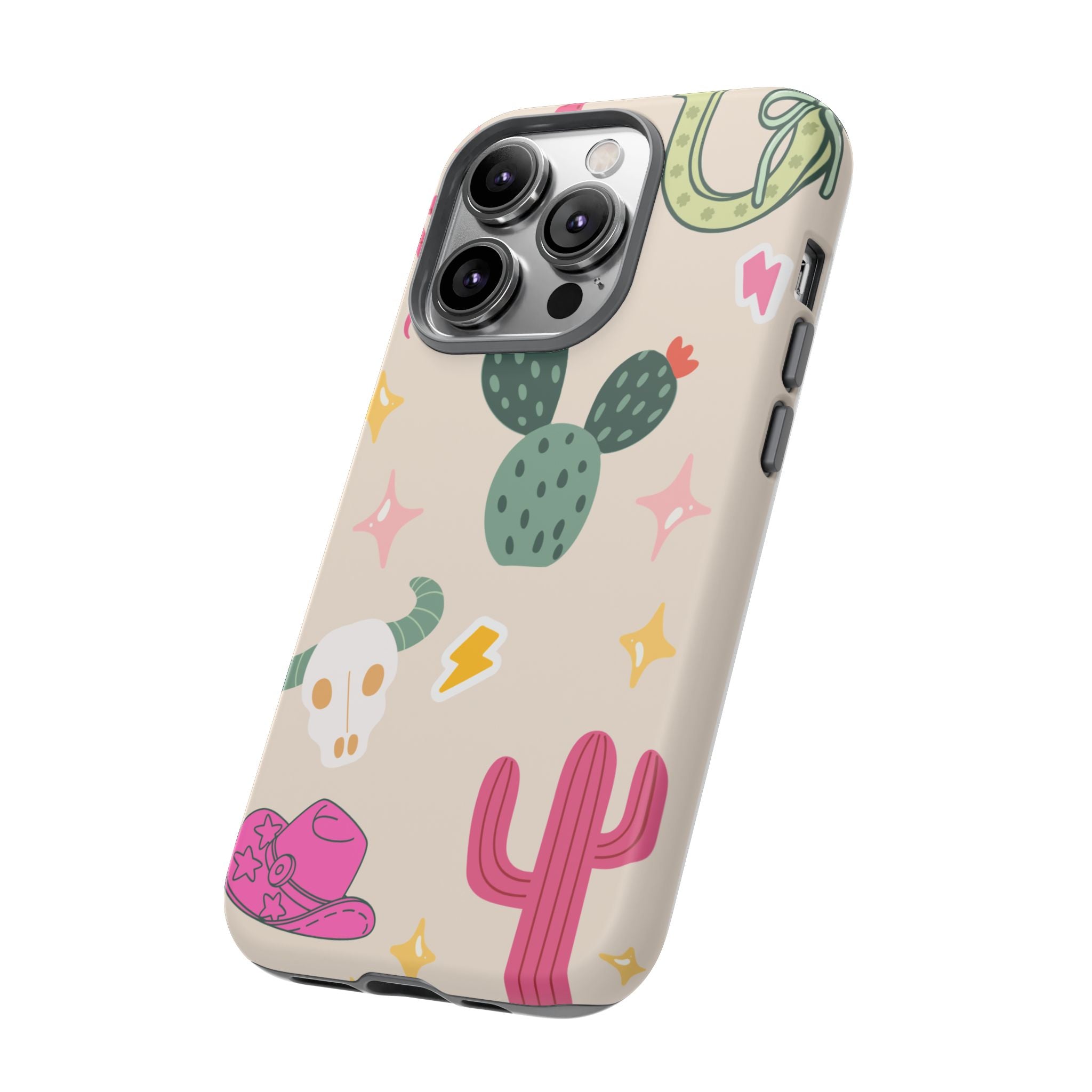 Cactus Cowgirl Phone Case — Cute Western Desert Pattern Tough Case