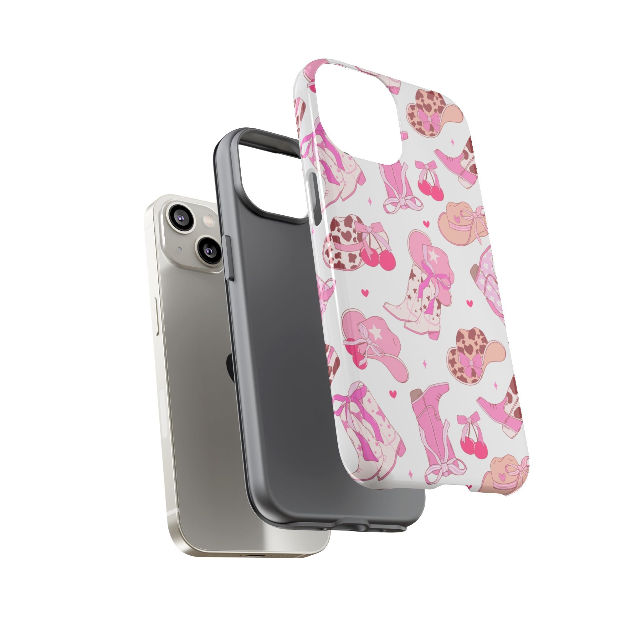 Pink Cowgirl Phone Case - Cute Western Boots & Hats Pattern Tough Case