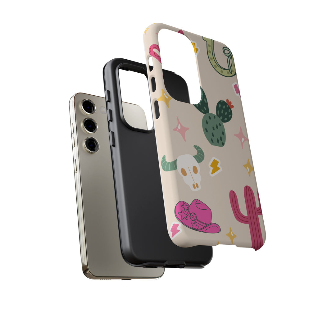 Cactus Cowgirl Phone Case — Cute Western Desert Pattern Tough Case