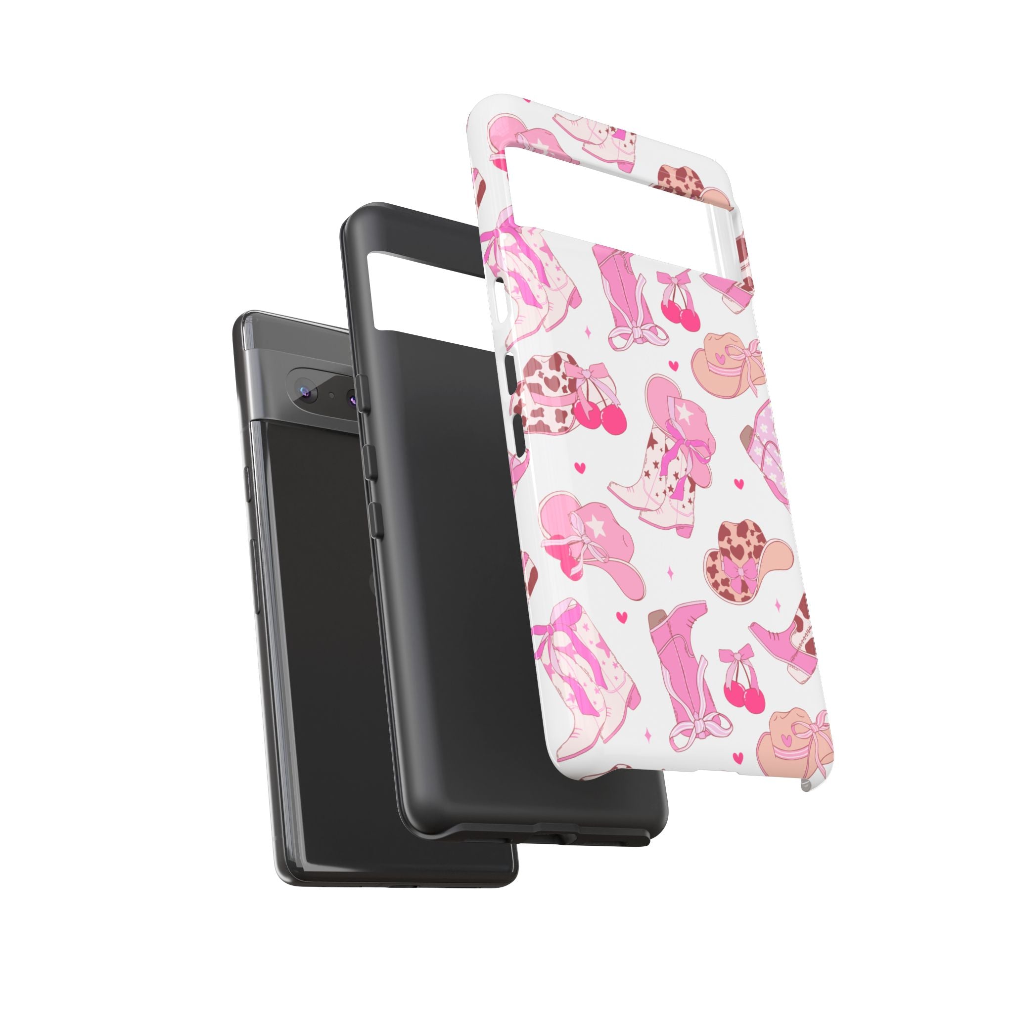 Pink Cowgirl Phone Case - Cute Western Boots & Hats Pattern Tough Case