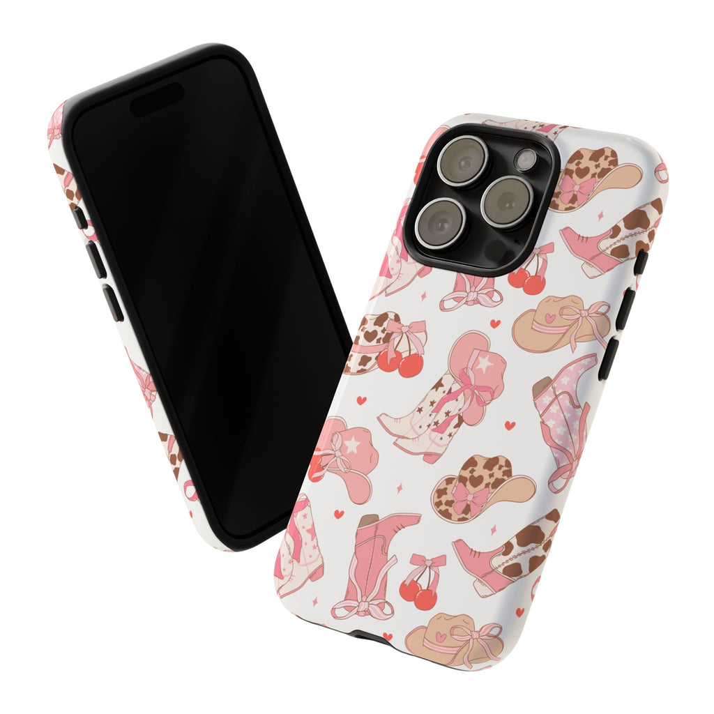 Cowgirl Boots Pink Phone Case — Cute Western Pattern Tough Phone Case