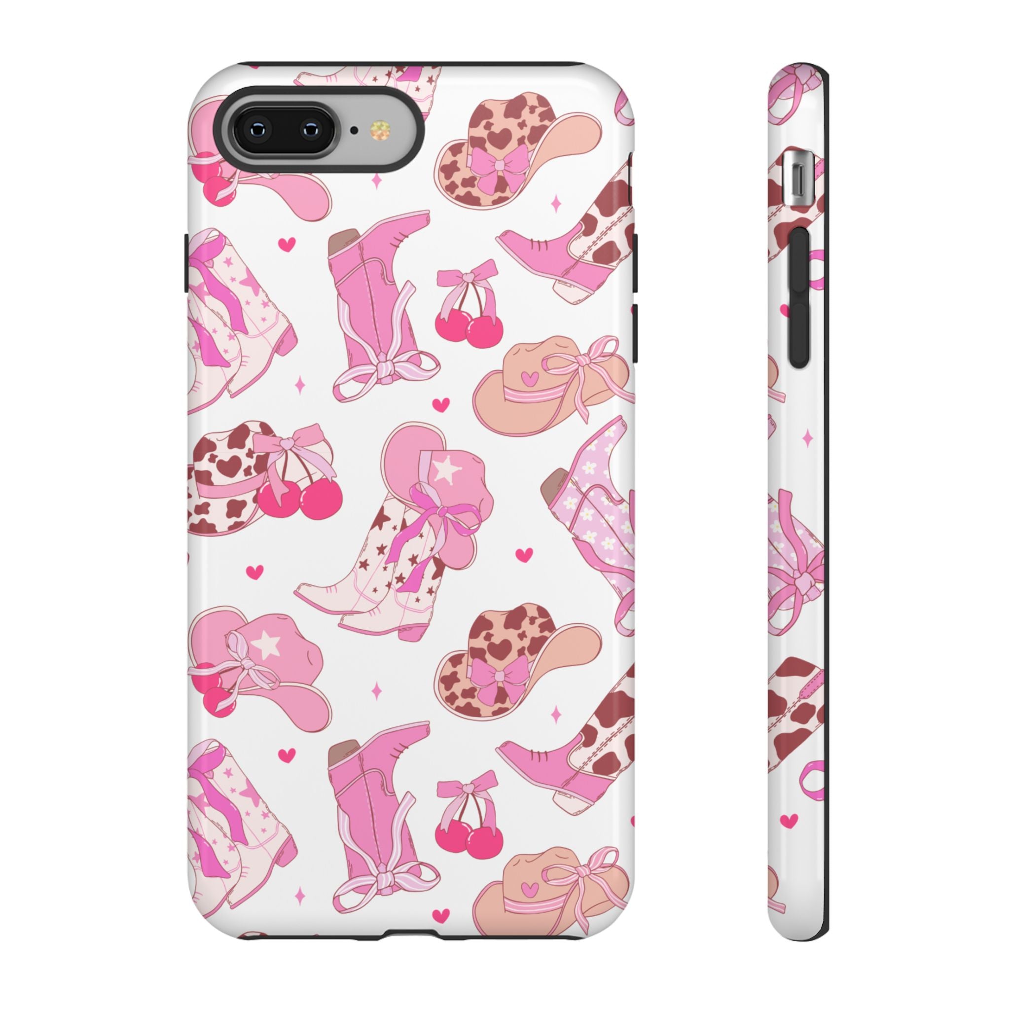 Pink Cowgirl Phone Case - Cute Western Boots & Hats Pattern Tough Case
