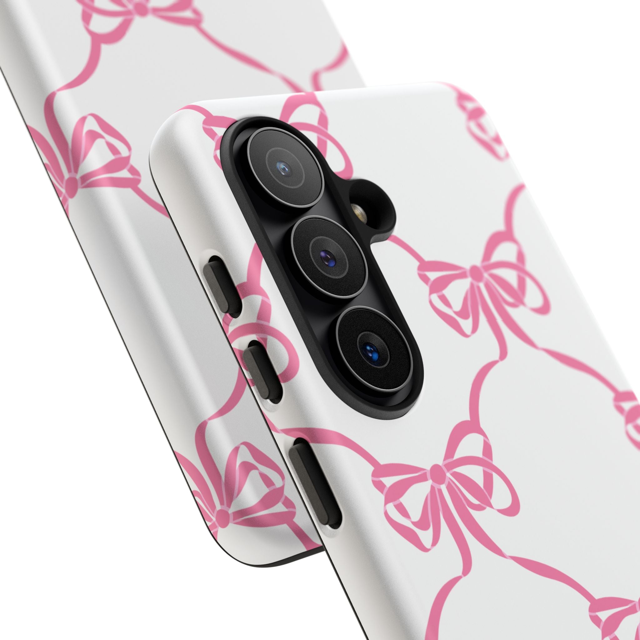 Pink Bow Pattern Phone Case — Cute Striped Tough Case