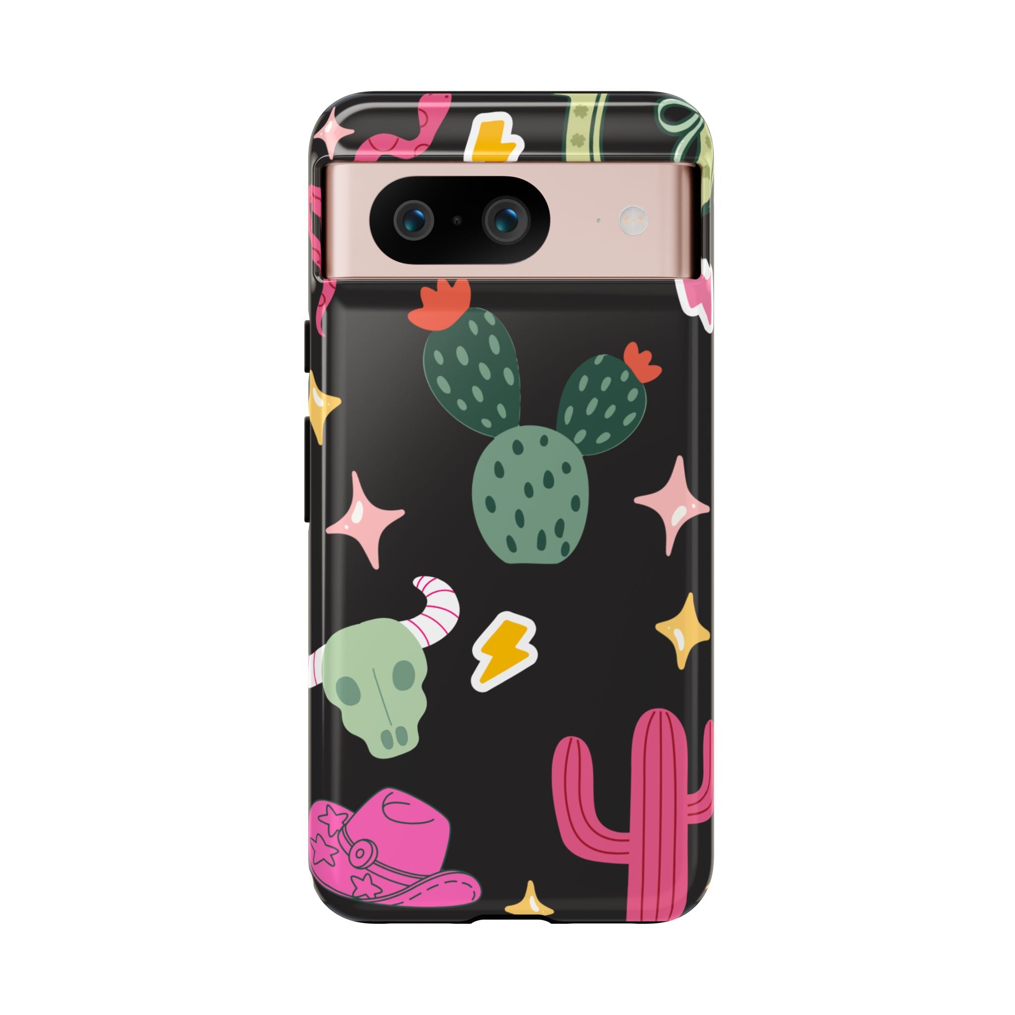 Southwest Desert Icons Tough Phone Case — Cactus, Cowboy & Skull Pattern