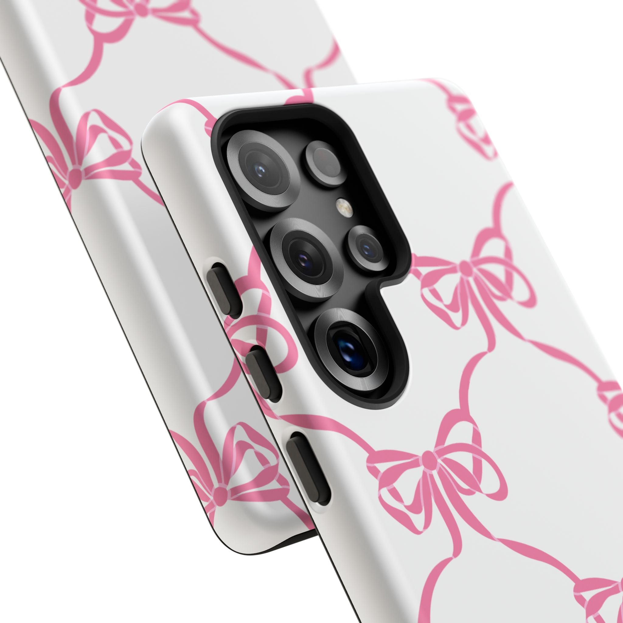 Pink Bow Pattern Phone Case — Cute Striped Tough Case