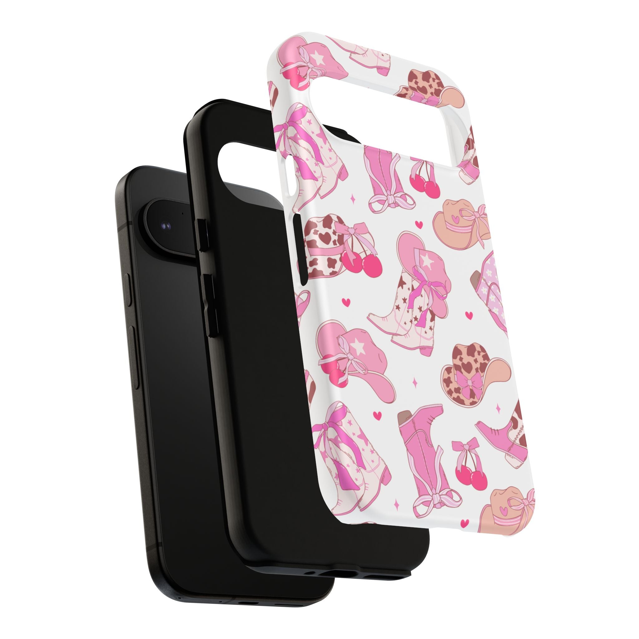 Pink Cowgirl Phone Case - Cute Western Boots & Hats Pattern Tough Case