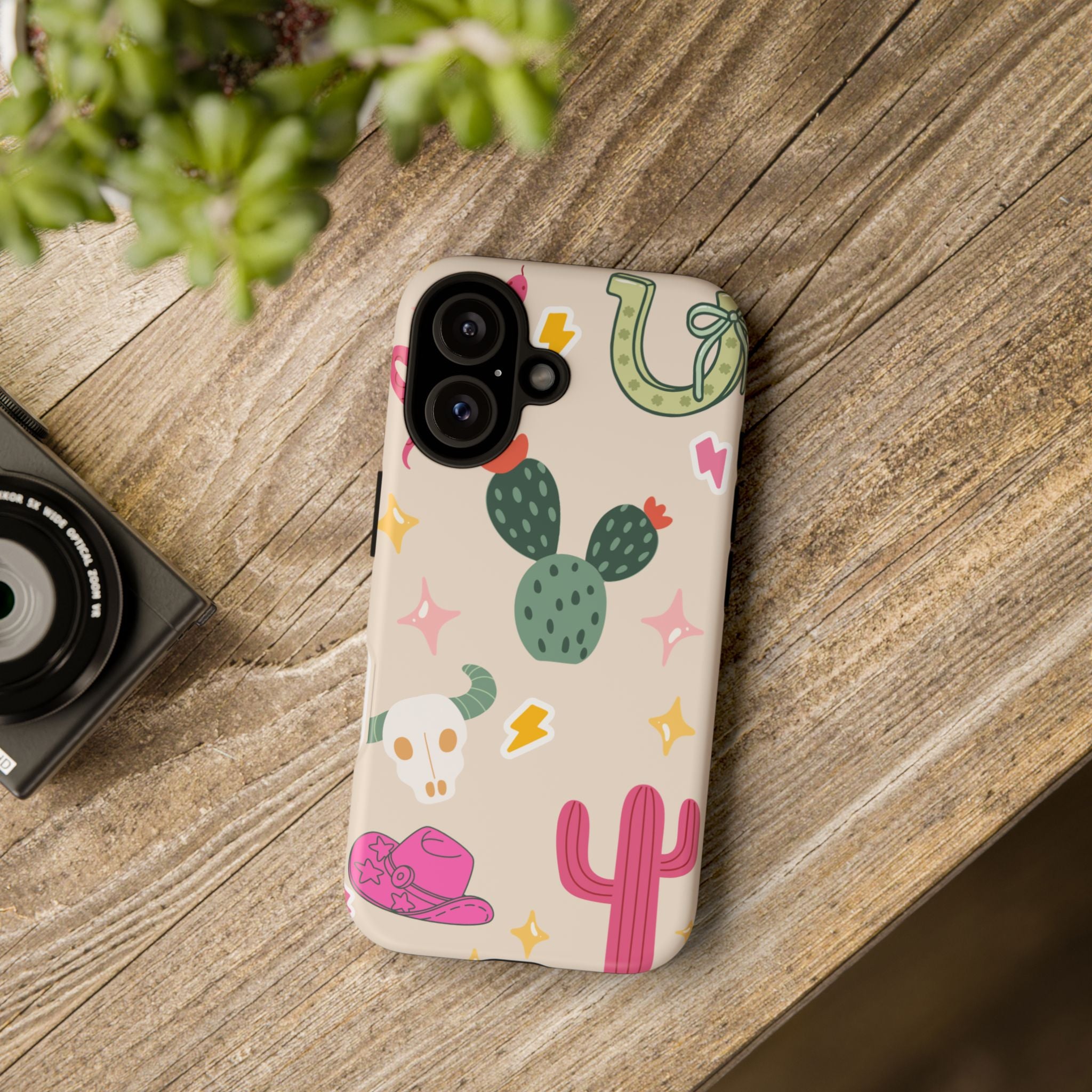 Cactus Cowgirl Phone Case — Cute Western Desert Pattern Tough Case