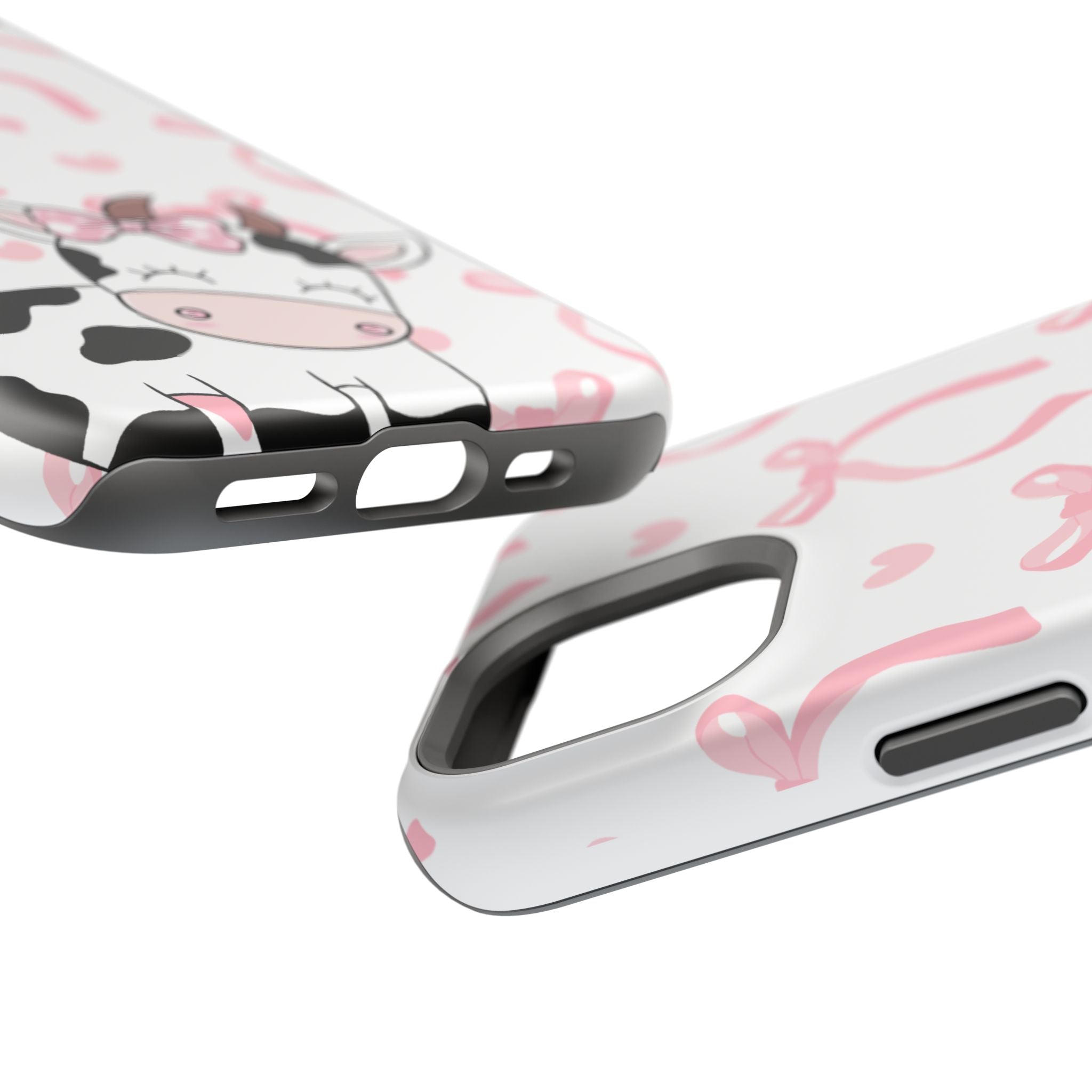 Cute Cow Phone Case — Pink Bows Magnetic Impact-Resistant Case