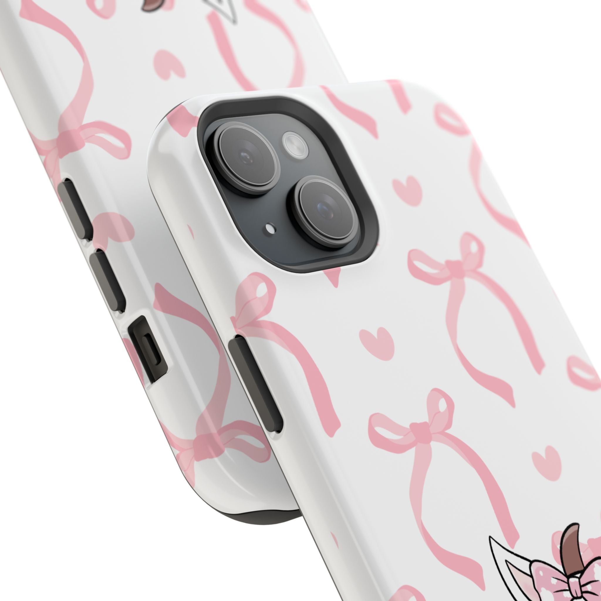 Cute Cow Phone Case — Pink Bows Magnetic Impact-Resistant Case