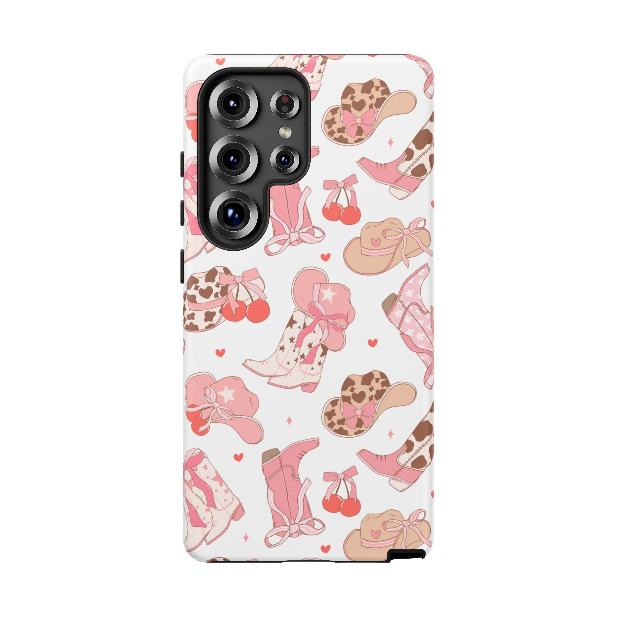 Cowgirl Boots Pink Phone Case — Cute Western Pattern Tough Phone Case