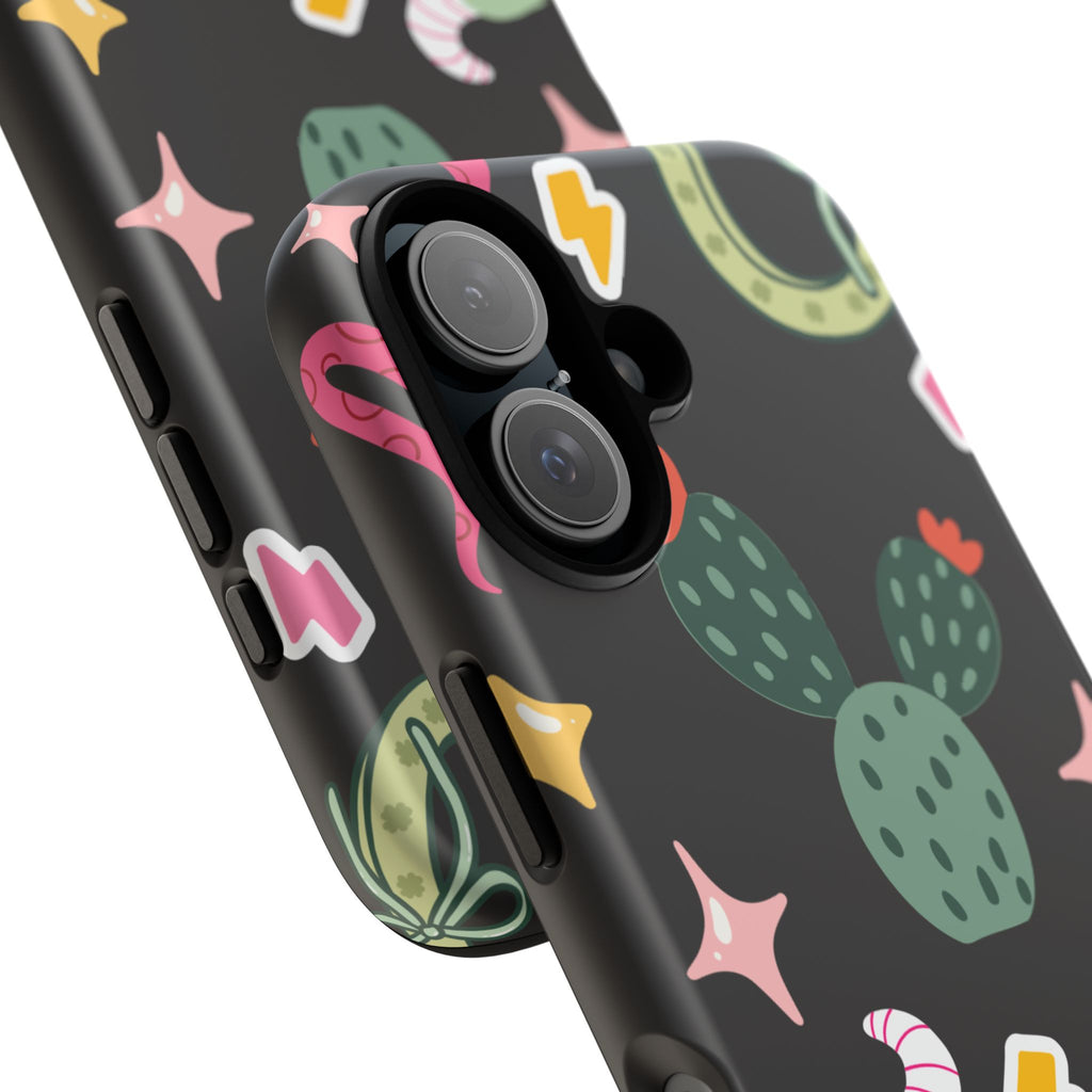 Southwest Desert Icons Tough Phone Case — Cactus, Cowboy & Skull Pattern