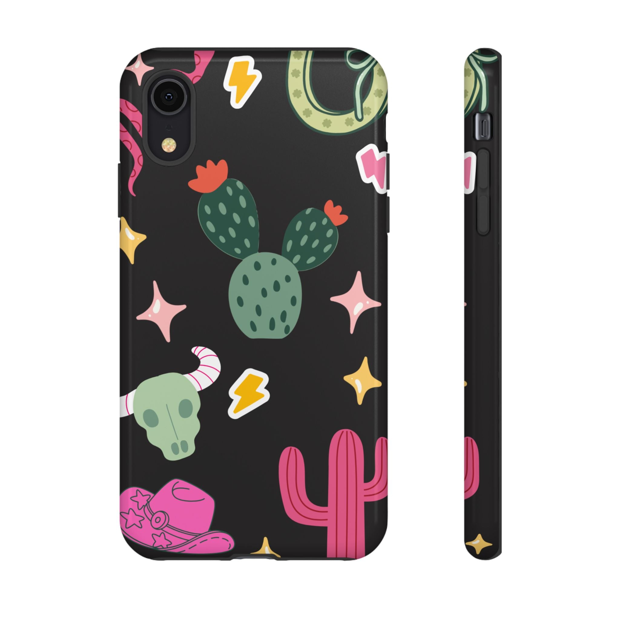 Southwest Desert Icons Tough Phone Case — Cactus, Cowboy & Skull Pattern