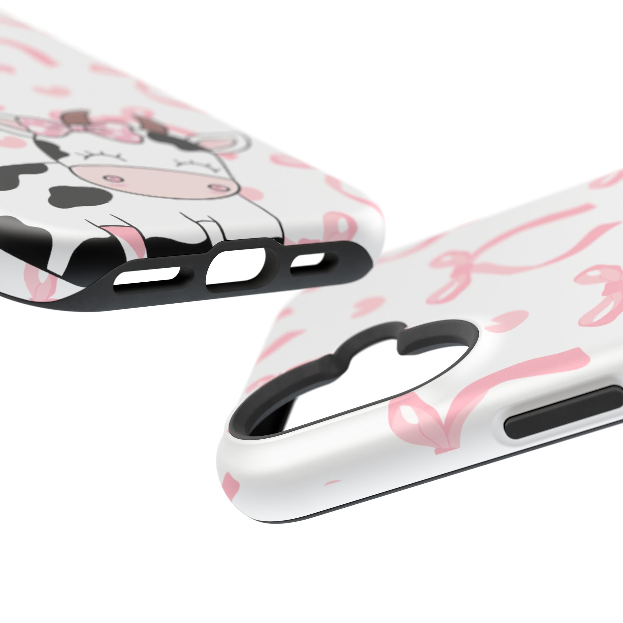 Cute Cow Phone Case — Pink Bows Magnetic Impact-Resistant Case