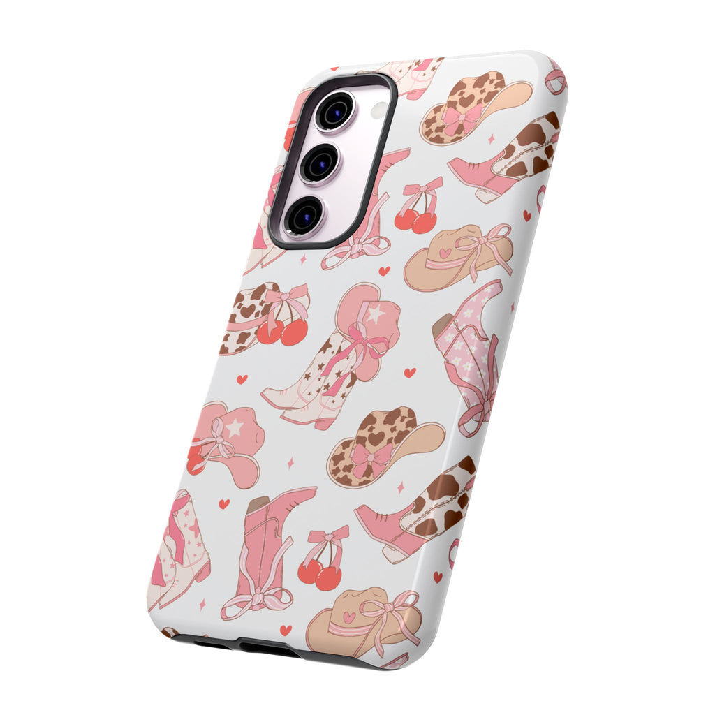 Cowgirl Boots Pink Phone Case — Cute Western Pattern Tough Phone Case