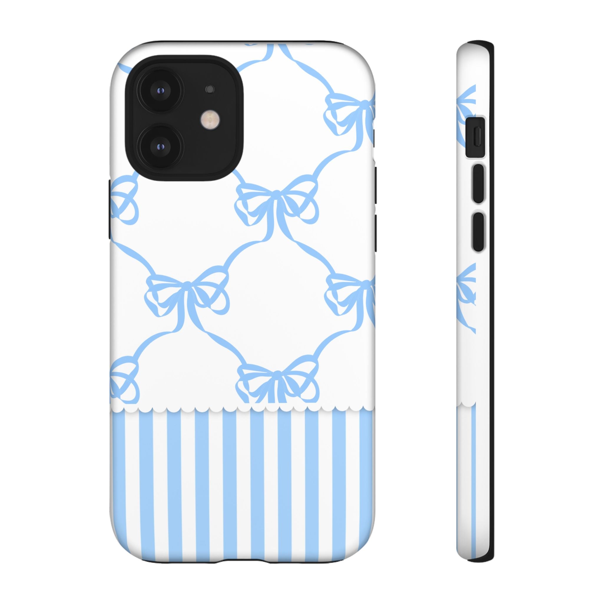 Blue Bow Stripes Phone Case — Cute Pastel Protective Tough Case