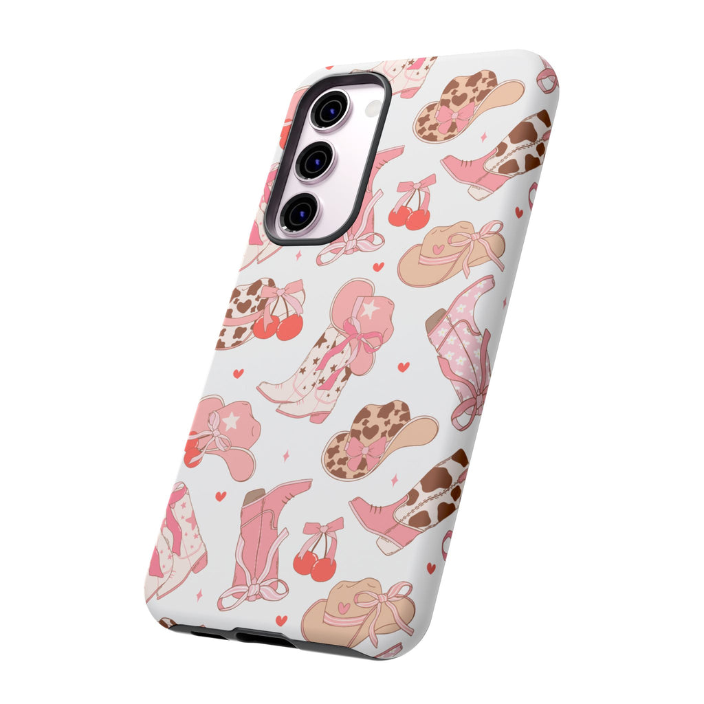 Cowgirl Boots Pink Phone Case — Cute Western Pattern Tough Phone Case