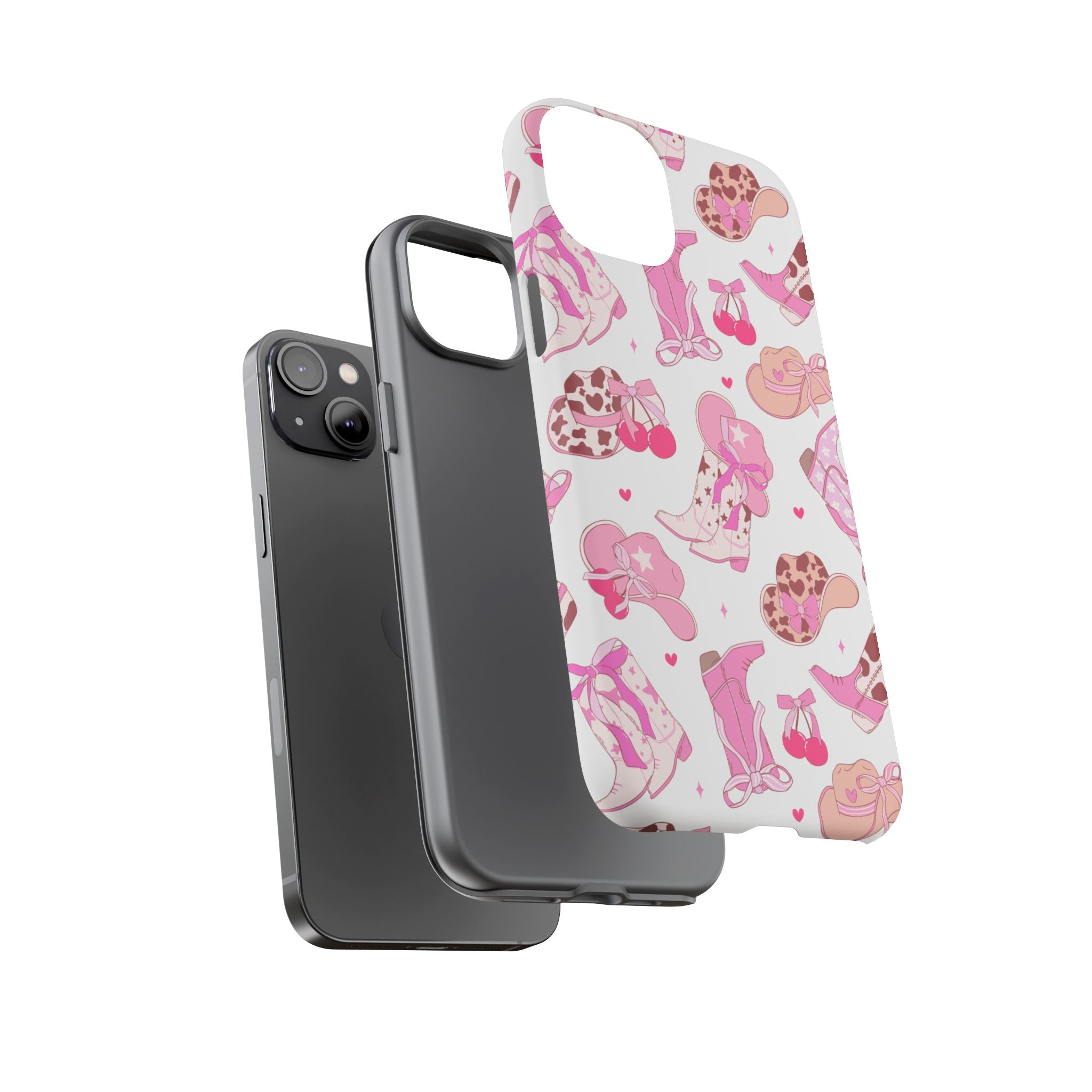 Pink Cowgirl Phone Case - Cute Western Boots & Hats Pattern Tough Case