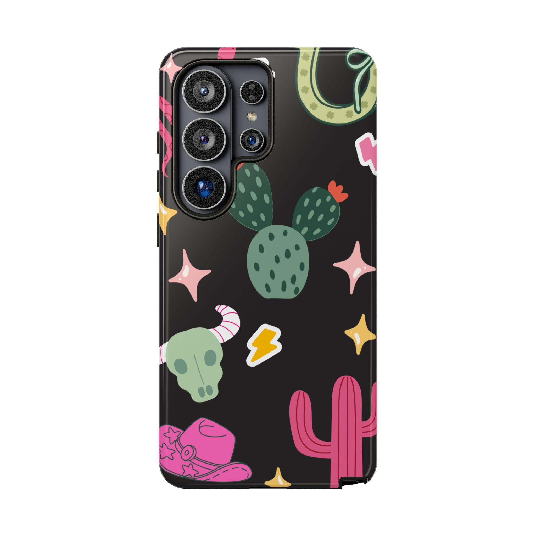 Southwest Desert Icons Tough Phone Case — Cactus, Cowboy & Skull Pattern
