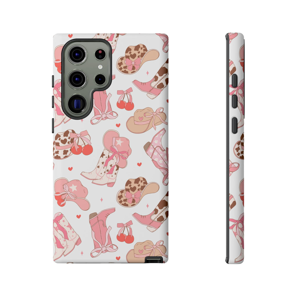 Cowgirl Boots Pink Phone Case — Cute Western Pattern Tough Phone Case