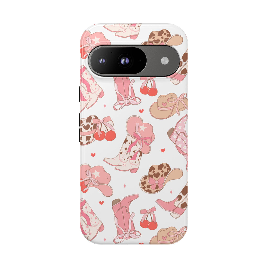 Cowgirl Boots Pink Phone Case — Cute Western Pattern Tough Phone Case