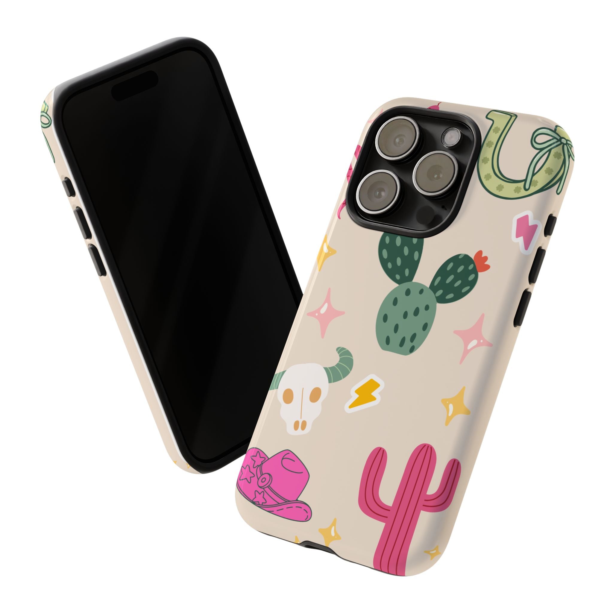 Cactus Cowgirl Phone Case — Cute Western Desert Pattern Tough Case