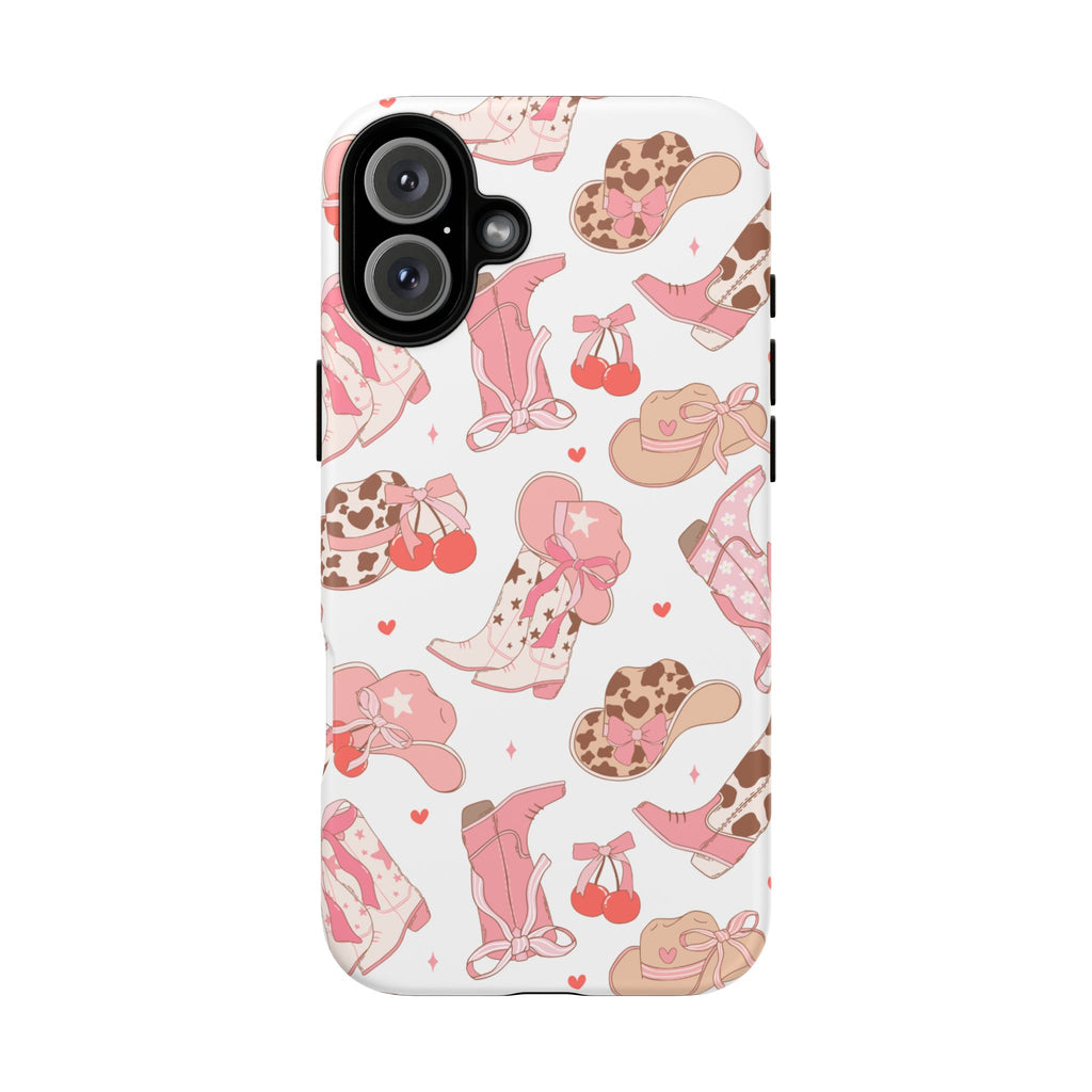 Cowgirl Boots Pink Phone Case — Cute Western Pattern Tough Phone Case