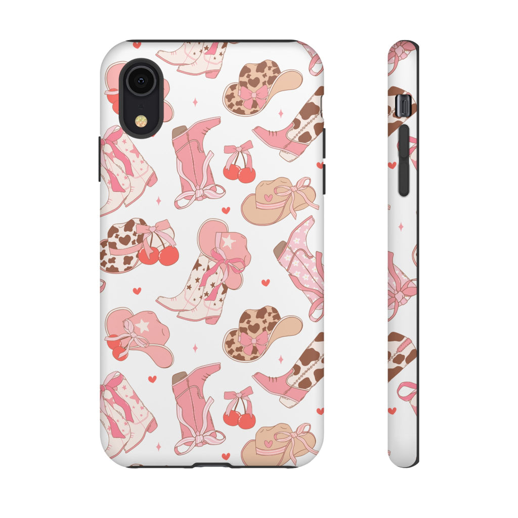 Cowgirl Boots Pink Phone Case — Cute Western Pattern Tough Phone Case
