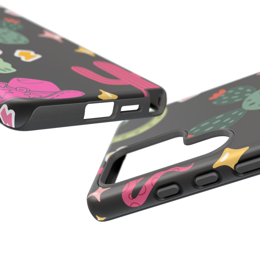 Southwest Desert Icons Tough Phone Case — Cactus, Cowboy & Skull Pattern
