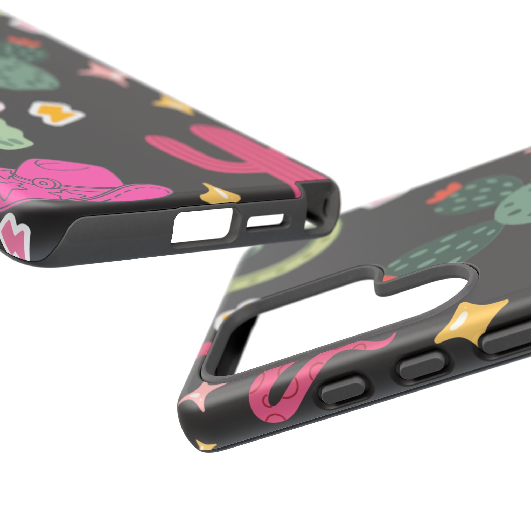Southwest Desert Icons Tough Phone Case — Cactus, Cowboy & Skull Pattern