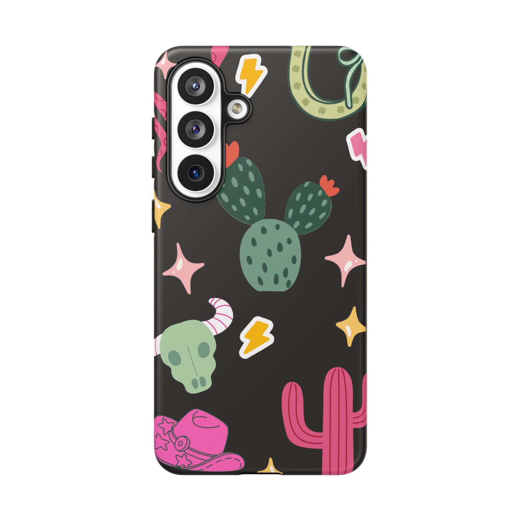 Southwest Desert Icons Tough Phone Case — Cactus, Cowboy & Skull Pattern